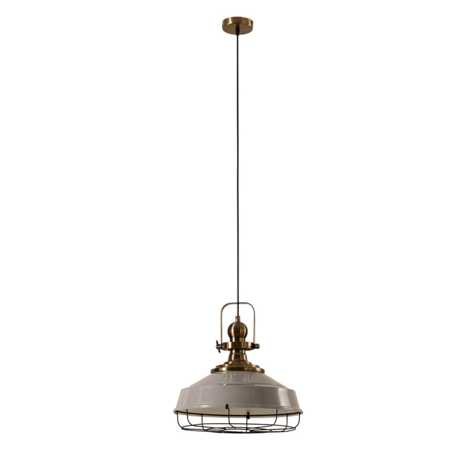 Lampada a sospensione Astel, grigio, Ø 41 cm, metallo, dettaglio in ottone