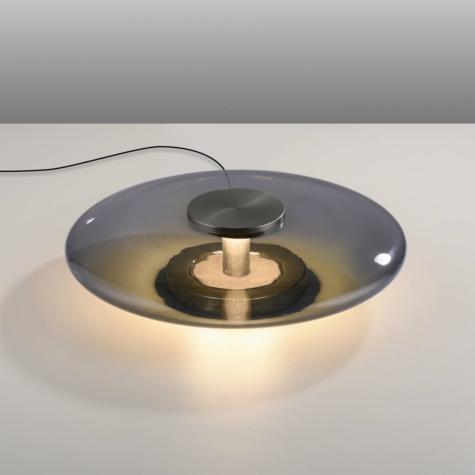 PURE lampa stołowa LED Vitrum szare szkło/aluminium ściemniacz dotykowy