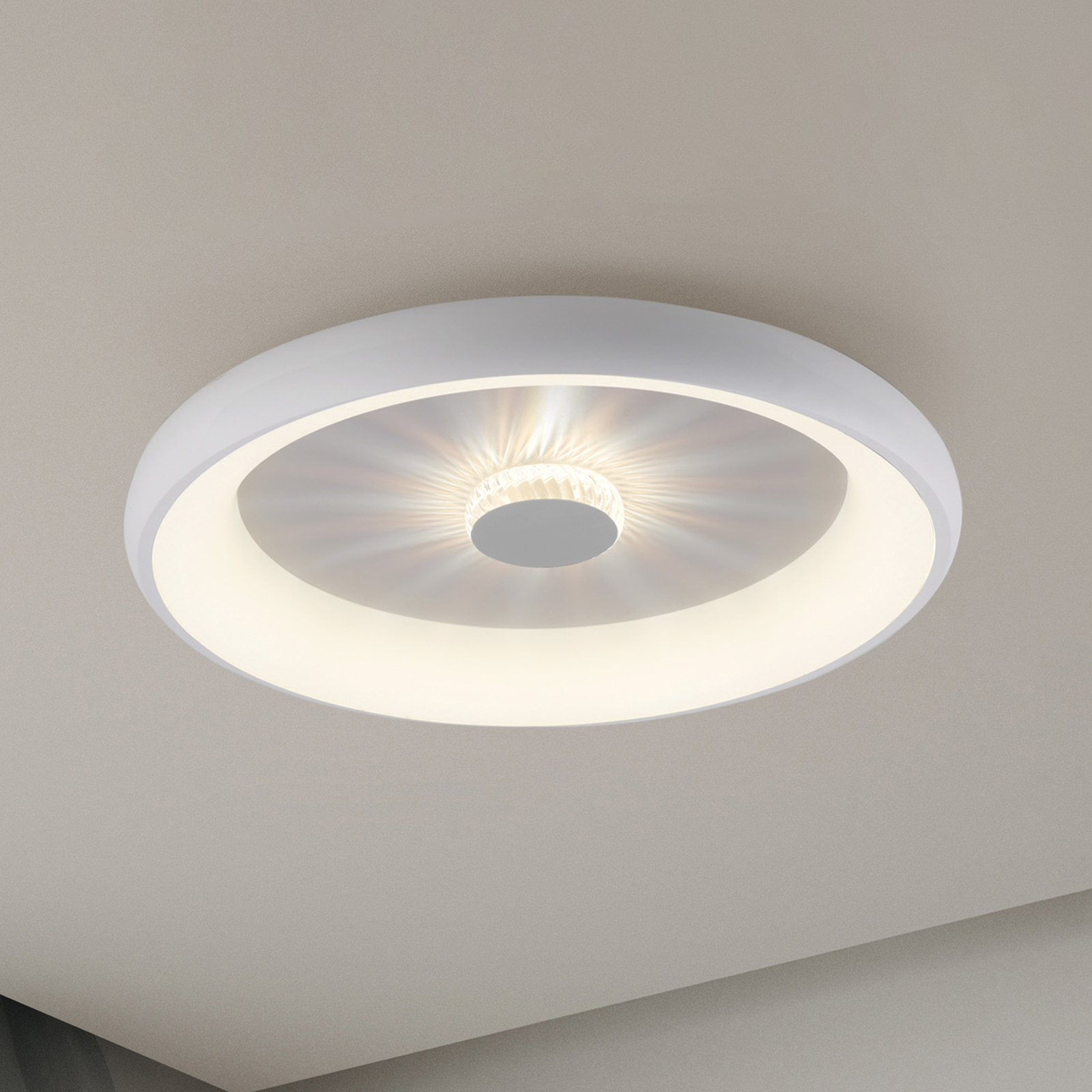 Candeeiro de teto LED Vertigo, CCT, Ø 61,5 cm, branco