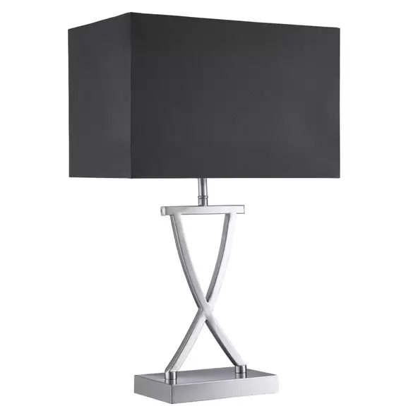 Lampenwelt Tischlampe Club, silber/schwarz, 48,5 cm hoch, Textil, E14