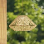 Lindby LED saules enerģijas piekaramā lampa Austas, smilškrāsā, Ø 50 cm, USB,