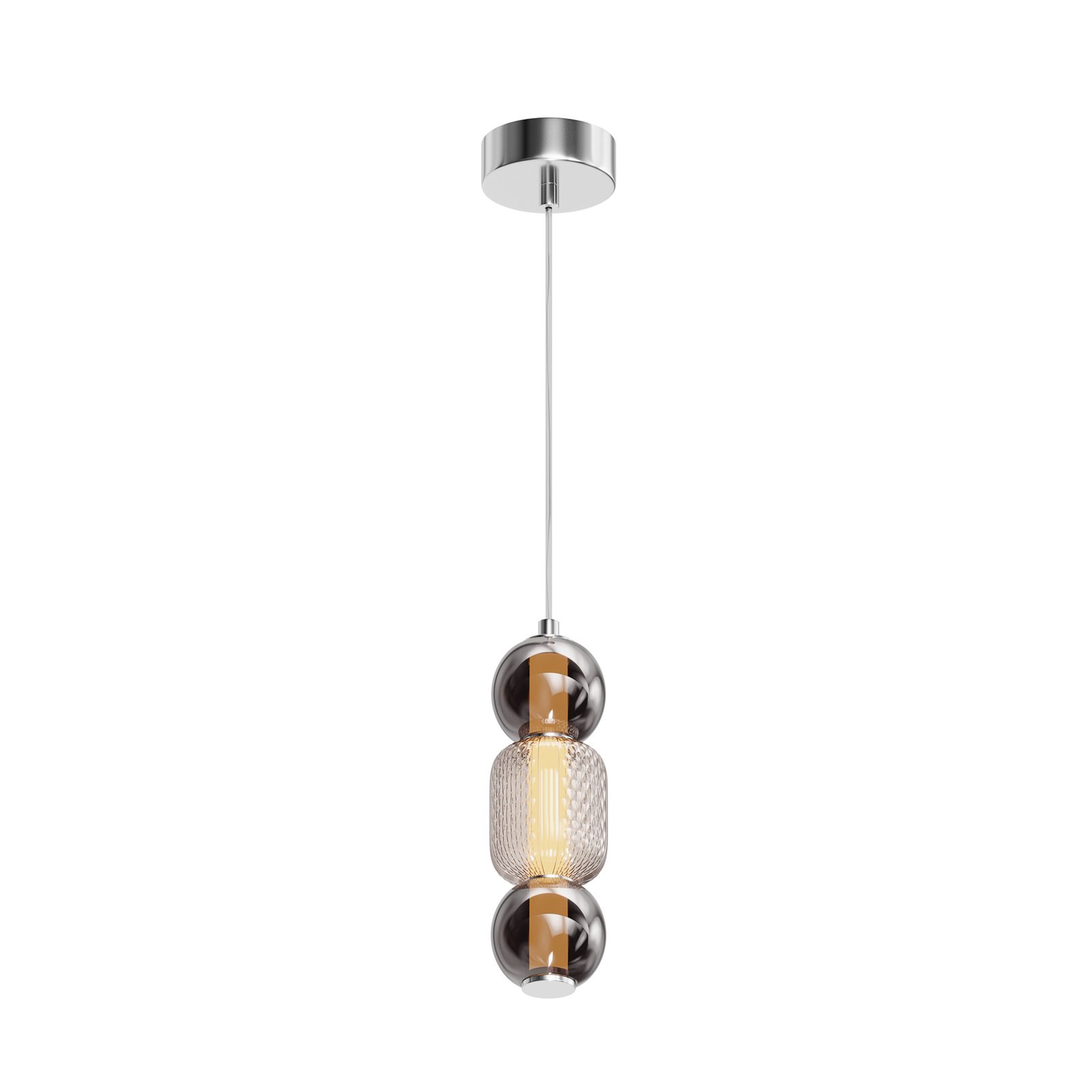 Maytoni LED-hengelampe Drop, kromfarget, Ø 12 cm, glass