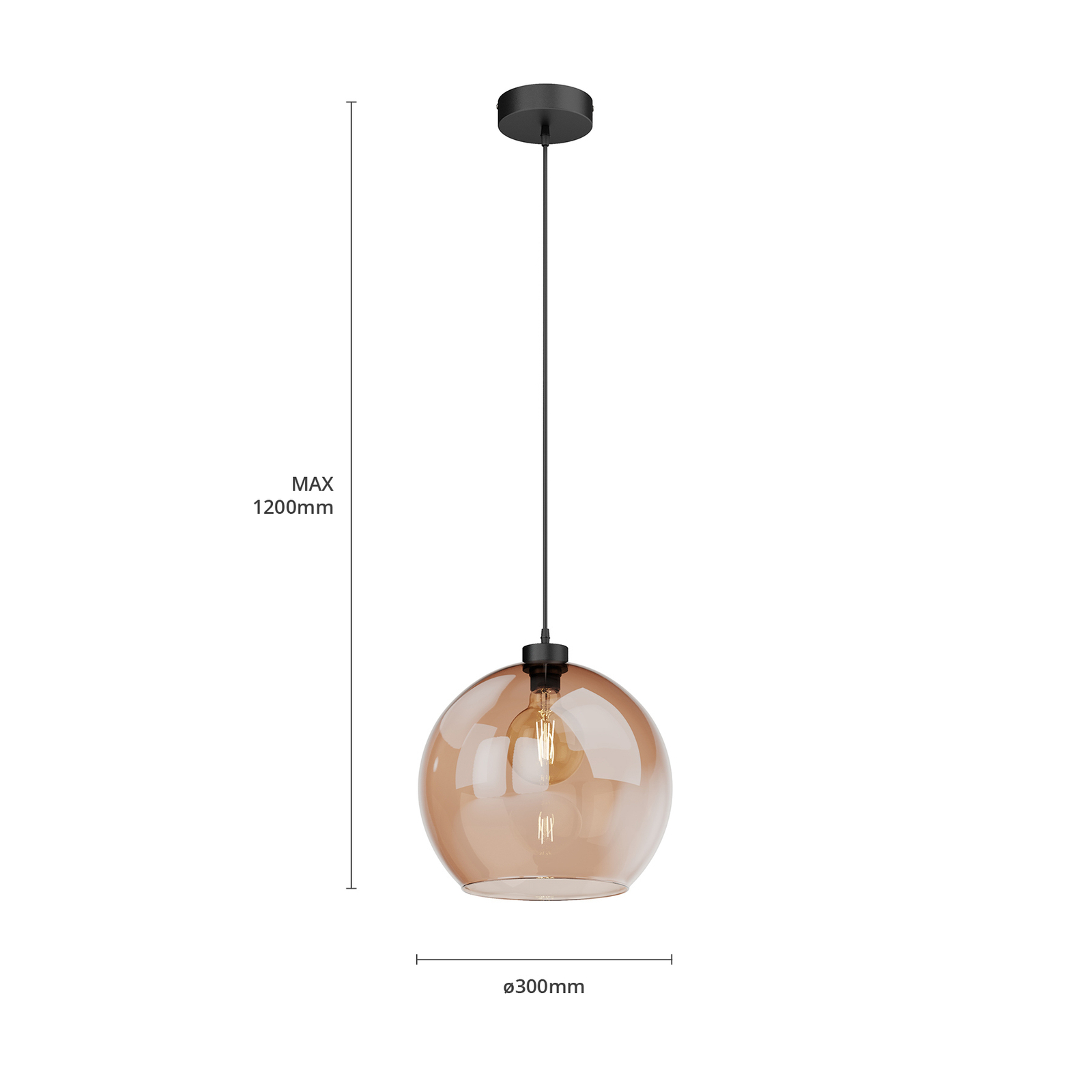 Cubus Pendelleuchte Ø 30 cm bernstein Glas E27