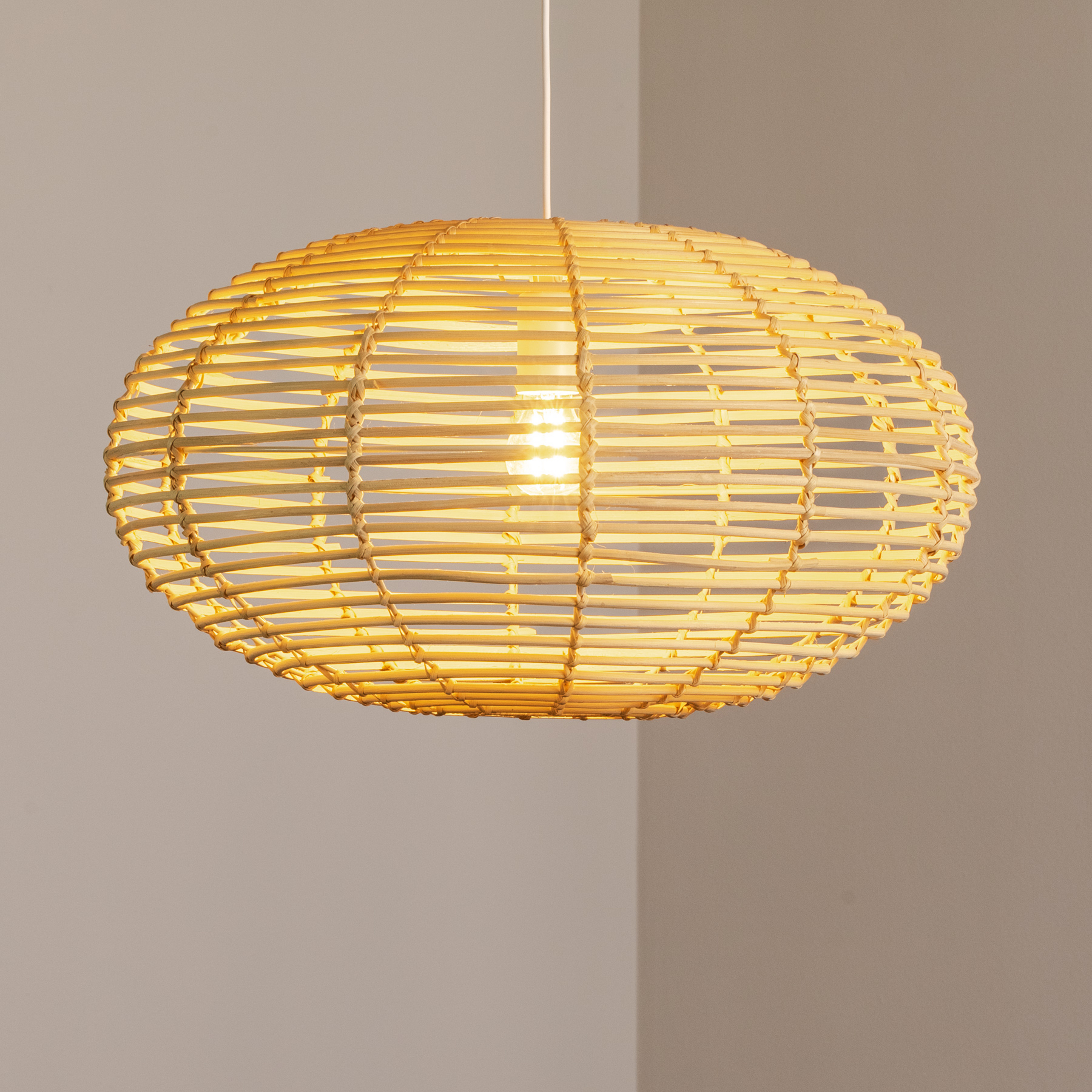 Hängeleuchte RATTAN, Ø 60 cm, naturbraun, Rattan, E27