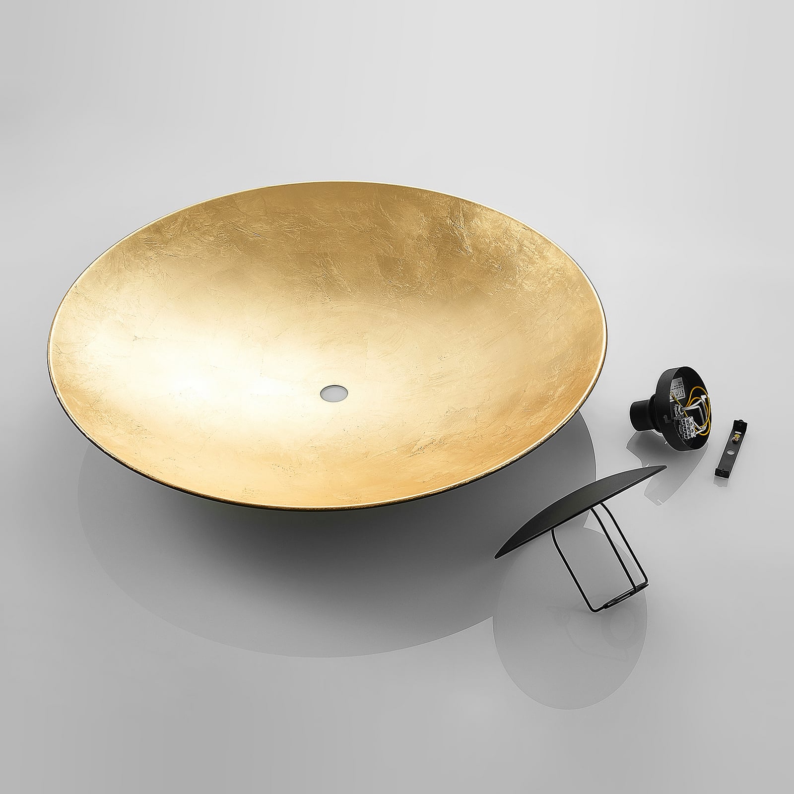 Lindby plafonnier Narisara, Ø 80 cm, E27, noir-or