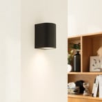 Prios outdoor wall light Tetje, black, round, 10 cm