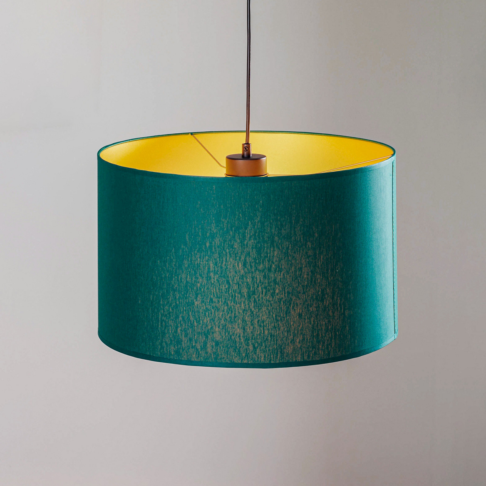 Luminex Lampă suspendată Soho cilindrică 1 bec Ø 40cm verde/auriu - Camera de zi / sufragerie - Modern - verde negru auriu - Țesătură / Textil