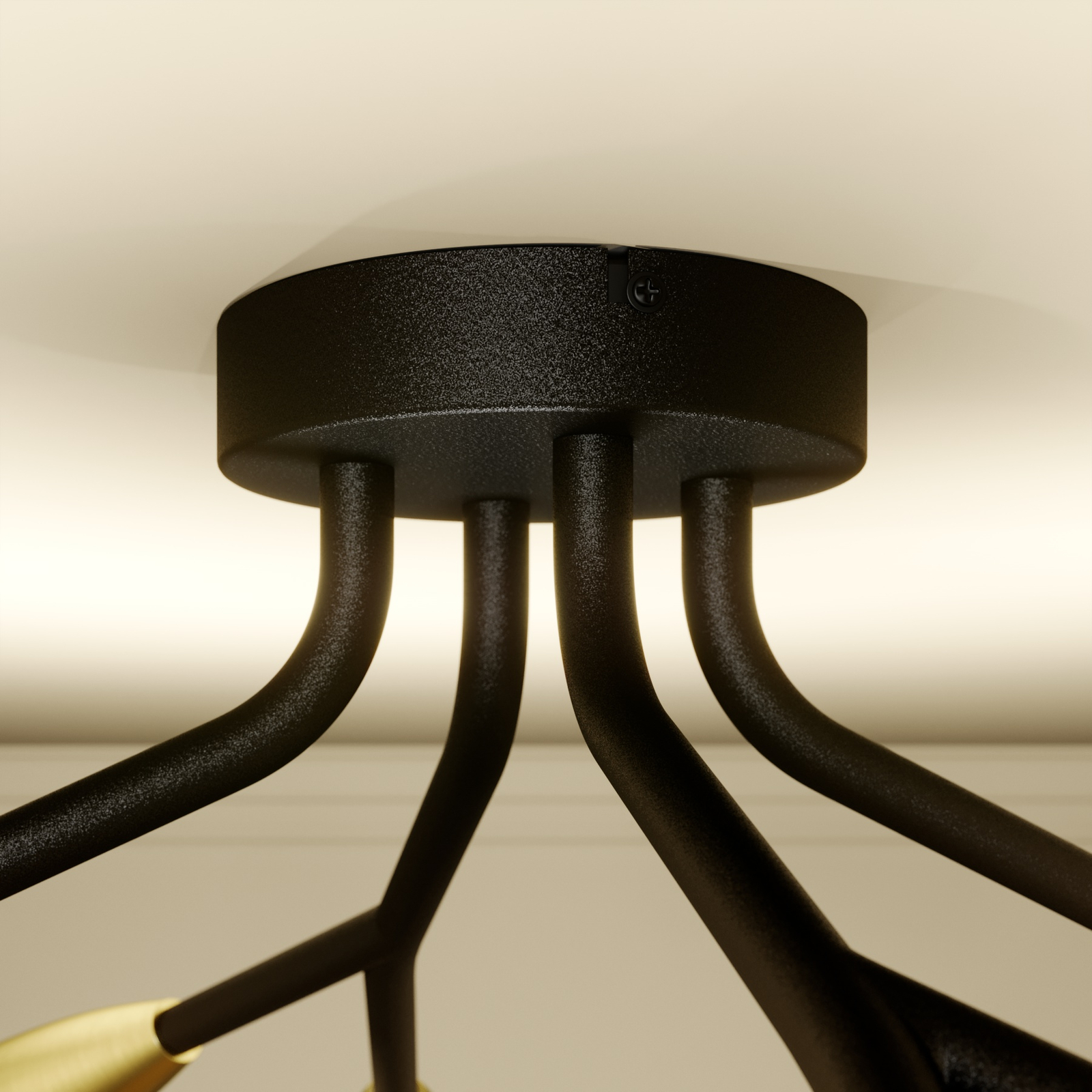 Lucande Carlea taklampe, 8 lysk. svart messing
