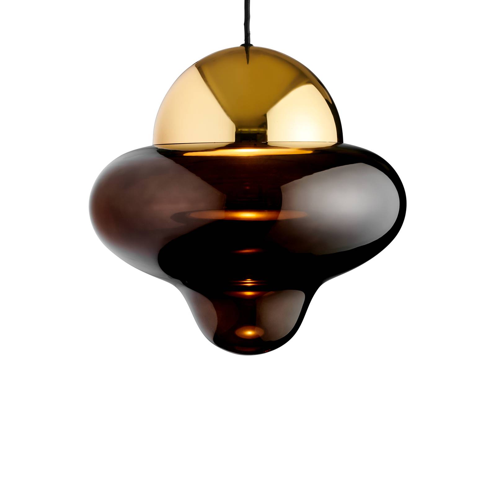 Nutty XL LED-pendel brun/guld-farvet Ø 30 cm glas