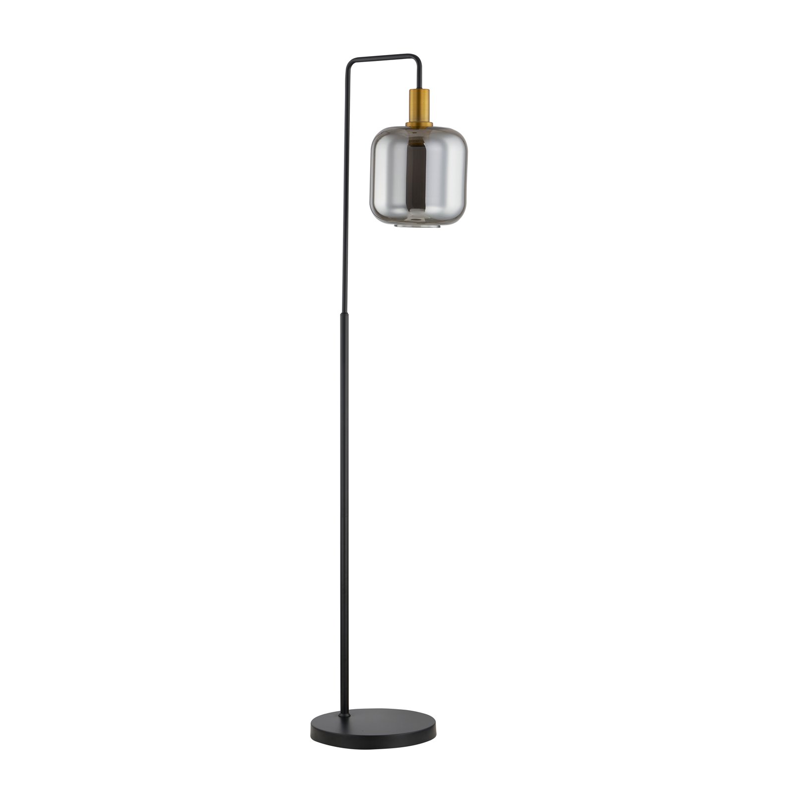 Lindby Nimbora Stehlampe, schwarz, mit Glasschirm