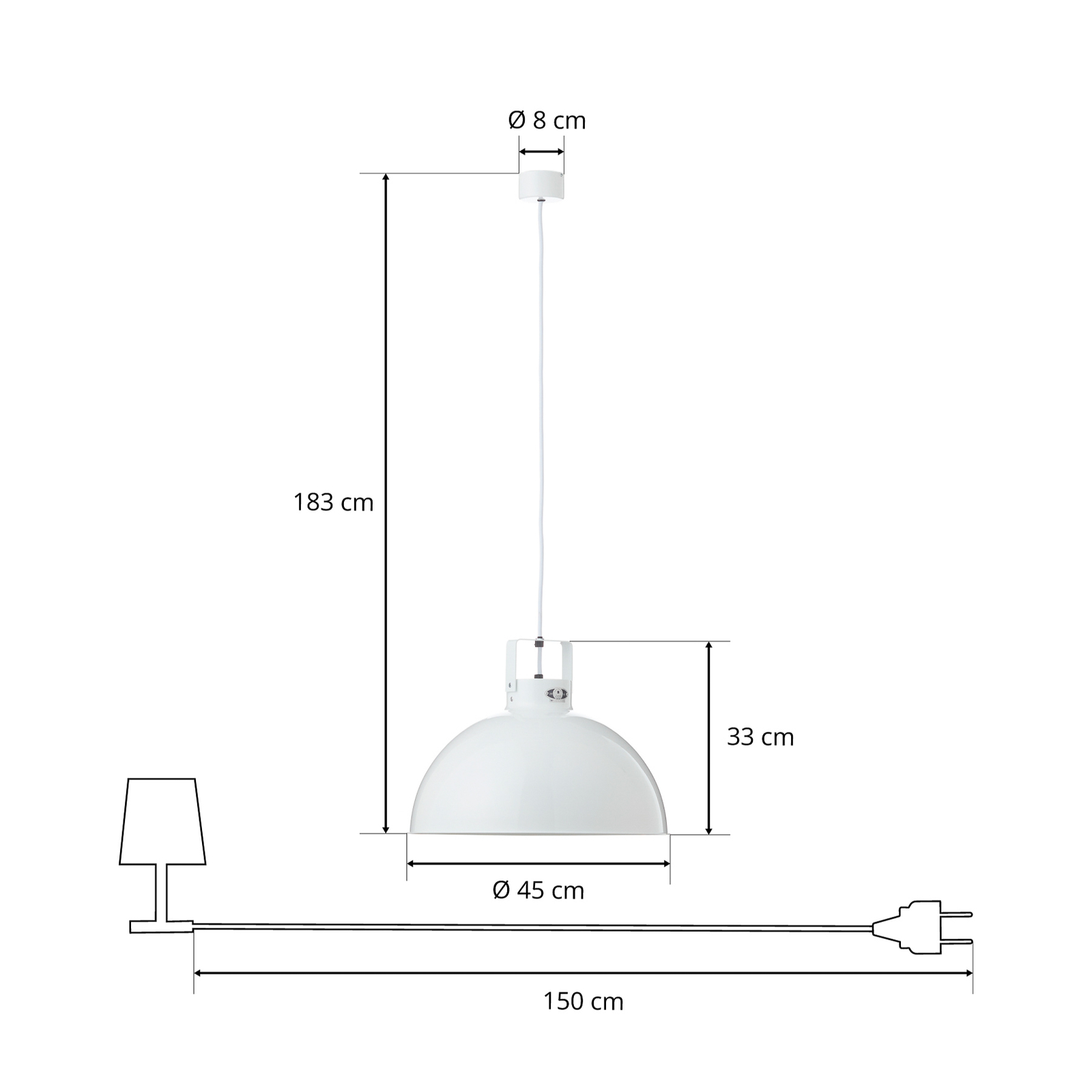 Jieldé Dante D450 závěsné světlo, bílá, Ø 45 cm