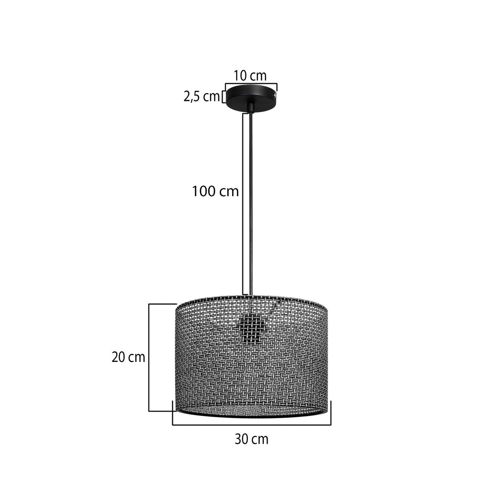 Nara lógó világítás, fekete mintás, szövet, Ø 30 cm