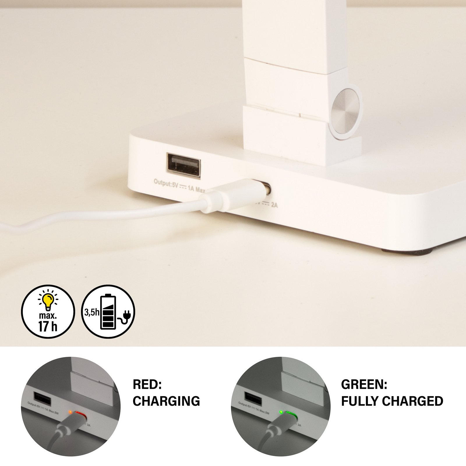 Lámpara de escritorio Ole LED recargable, blanca, sensor, atenuable, CCT Lámpara de escritorio Ole LED recargable, blanca, sensor, atenuable, CCT