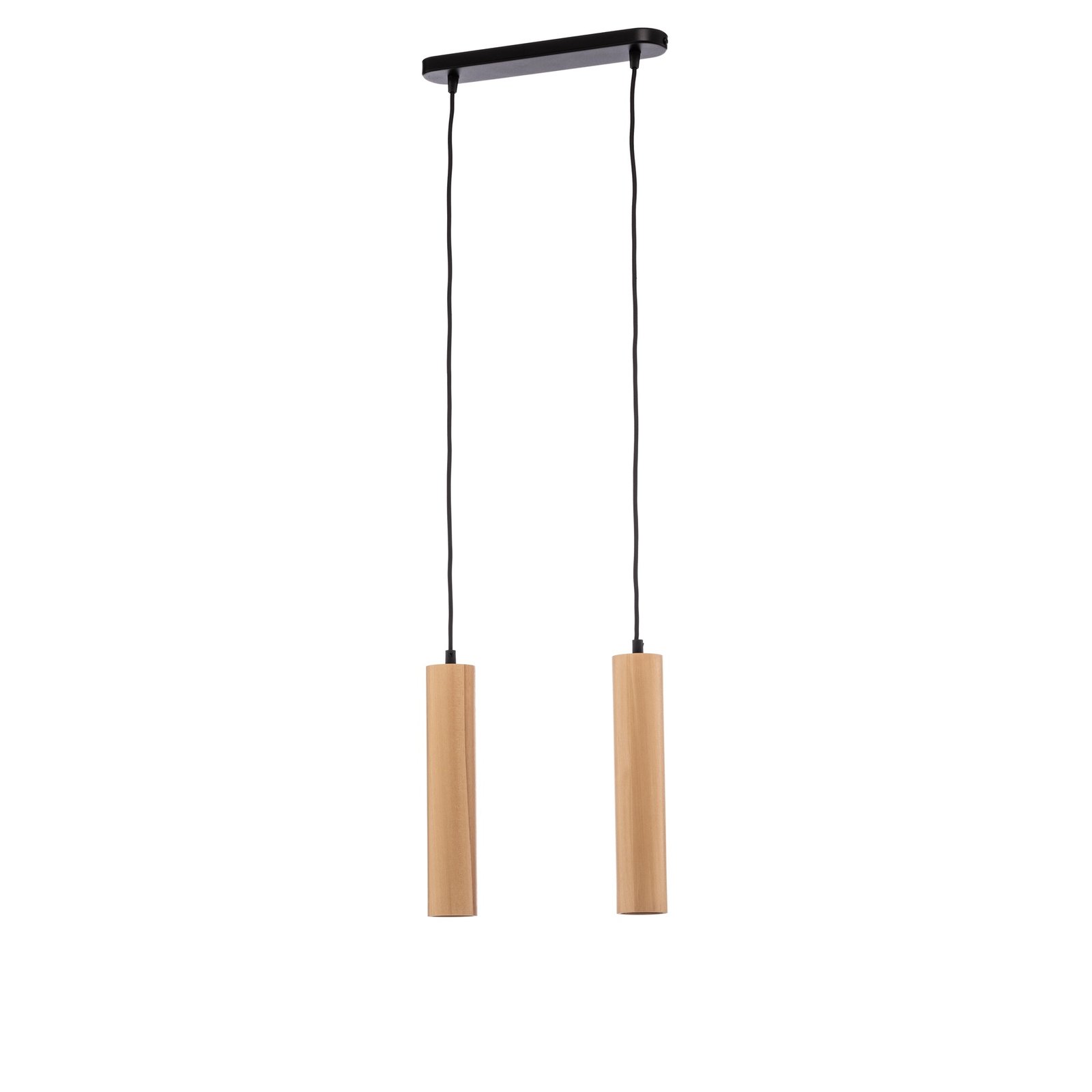 Hanglamp Tube van hout, 2-lamps