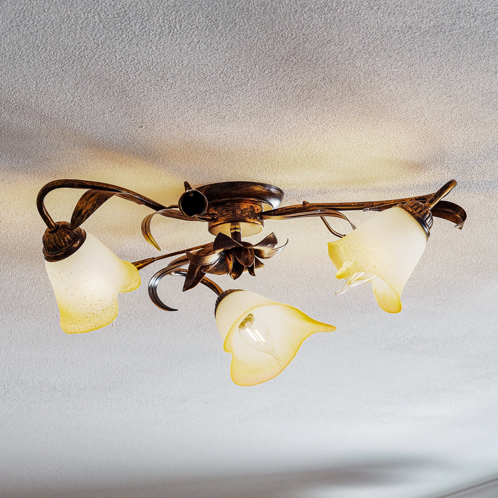 Lucrezia ceiling light, three-bulb, bronze
