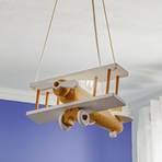 White hanging light aeroplane with wooden elements