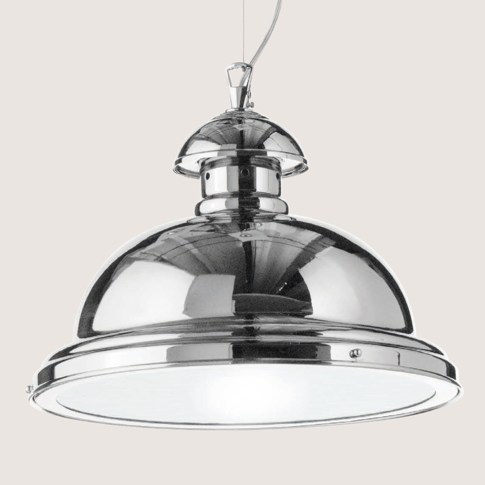 Glossy chrome-plated Scirocco hanging lamp