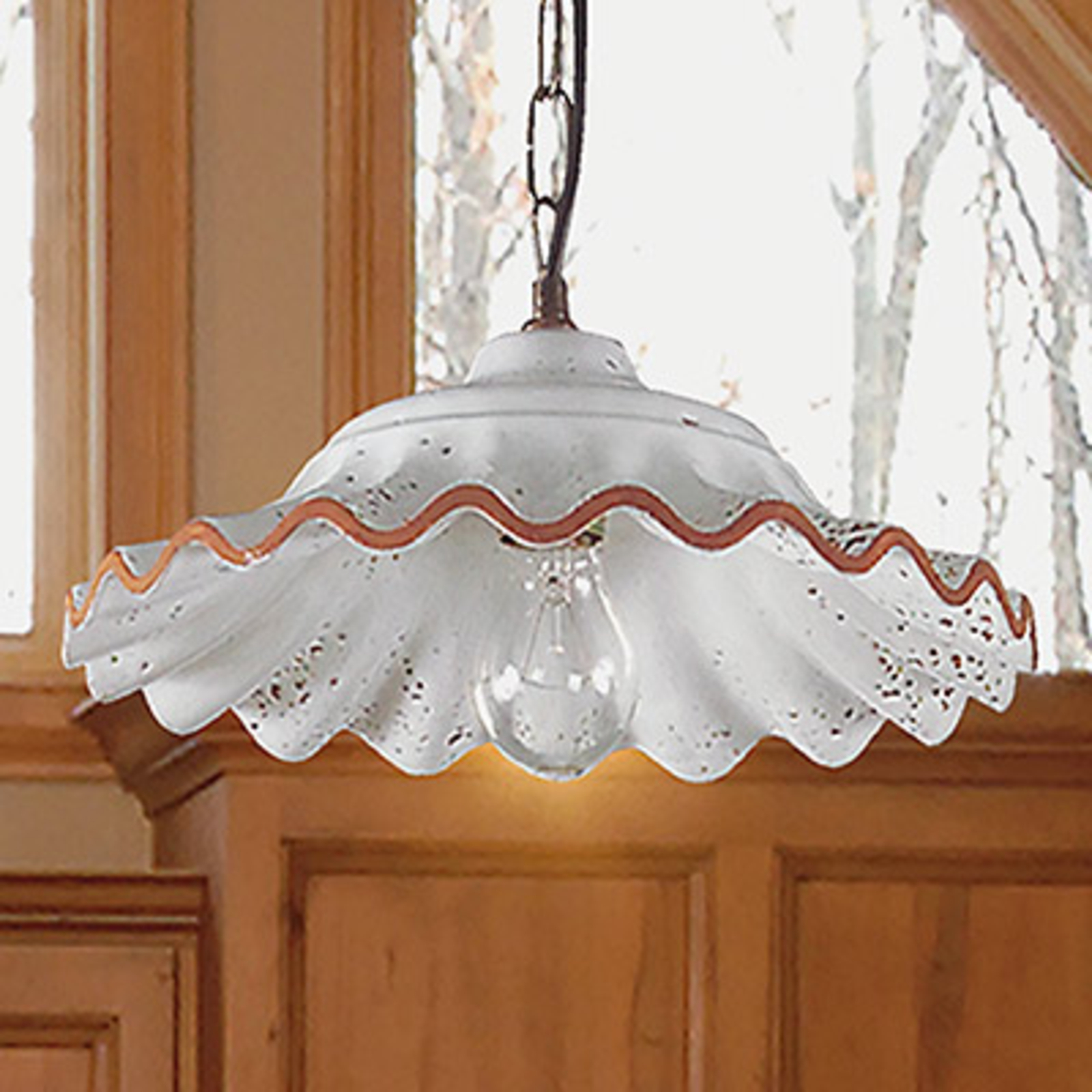 Eurokeramic Tarlo hanging light with ceramic lampshade, for Living / Dining Room, ceramics, iron, E27, 60 W, energy efficiency: A++