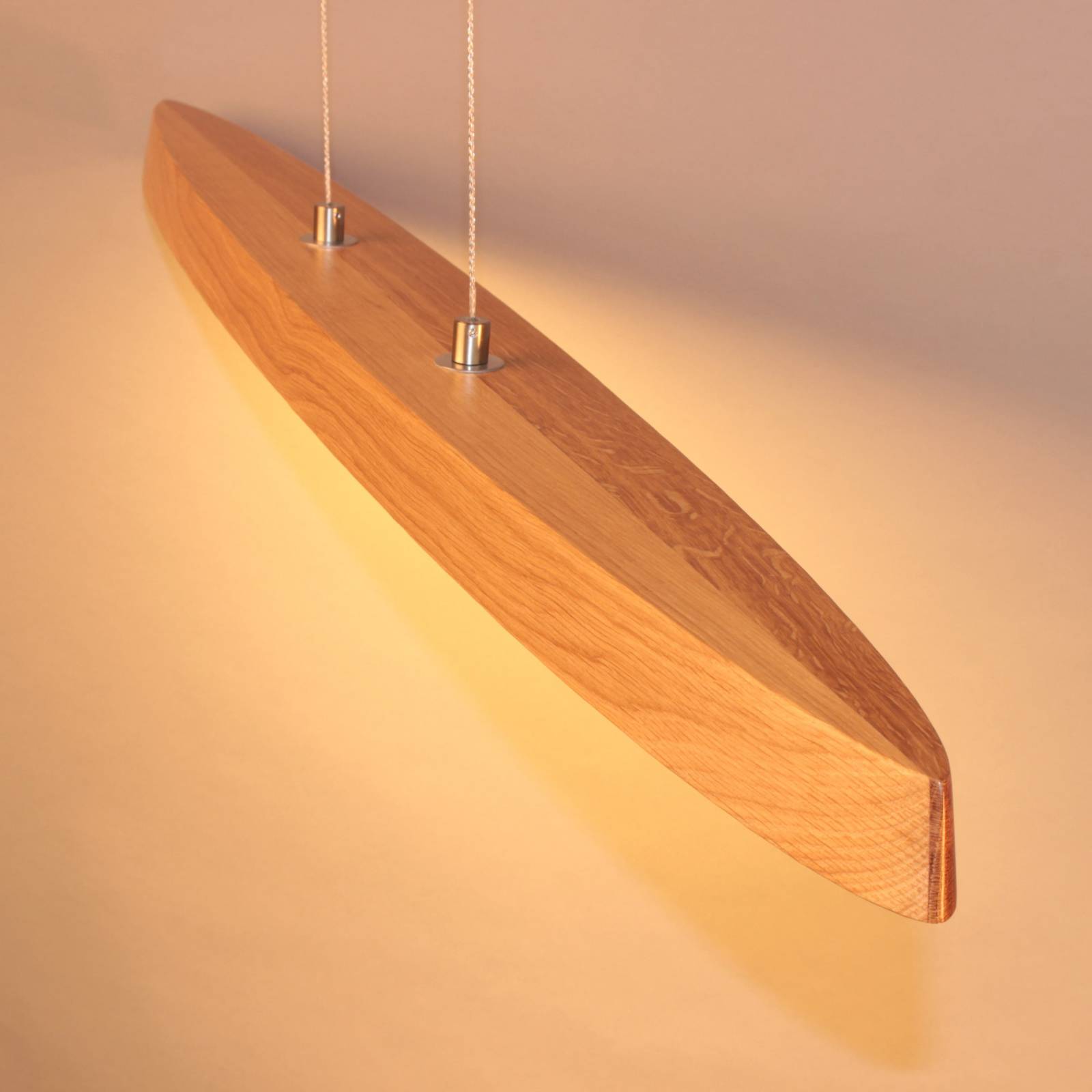 Lampa wisząca LED Shine-Wood, drewno dębowe/nikiel, 106 cm, CCT