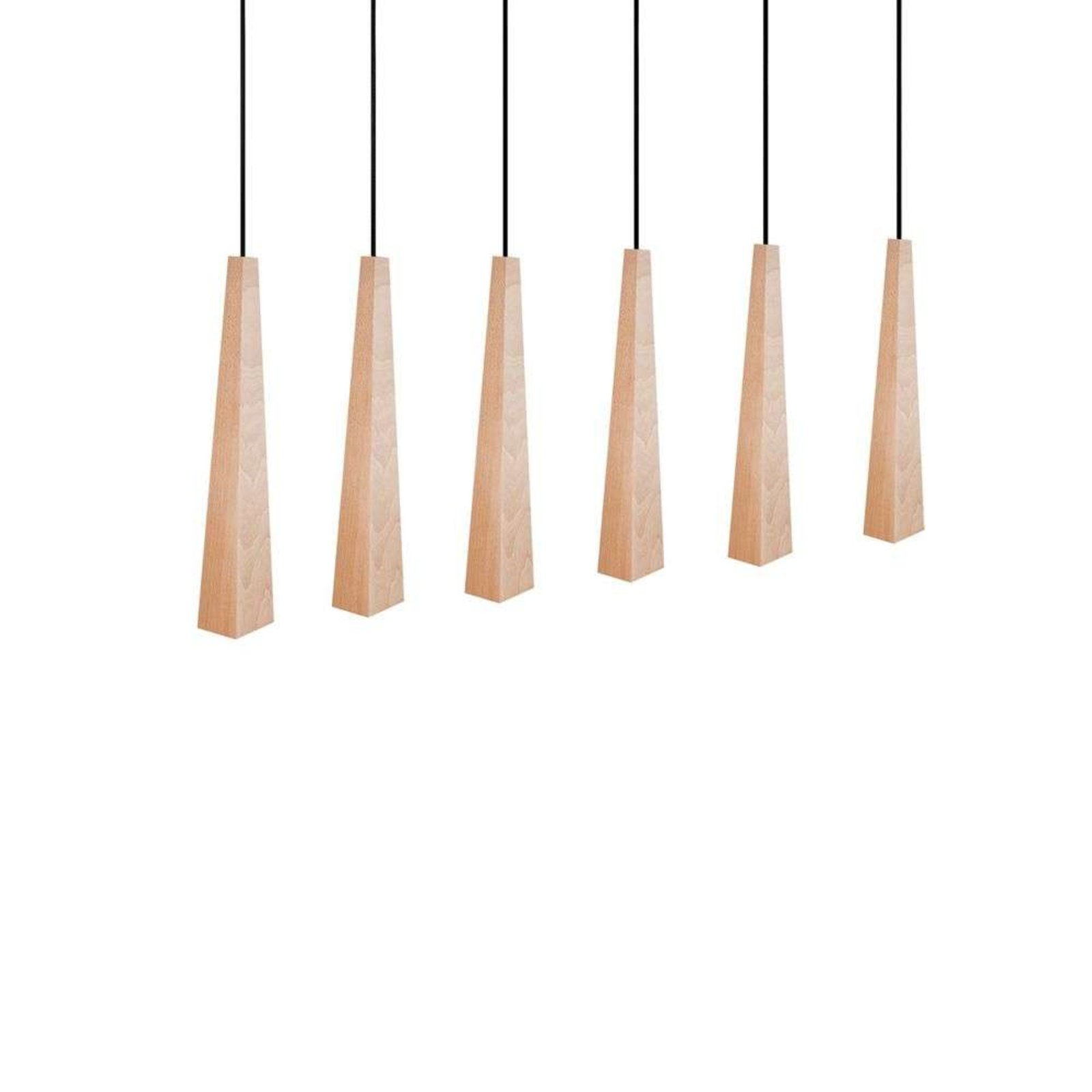 Wooden Square Cones 6 Lustră Pendul Wood/Black - Envostar