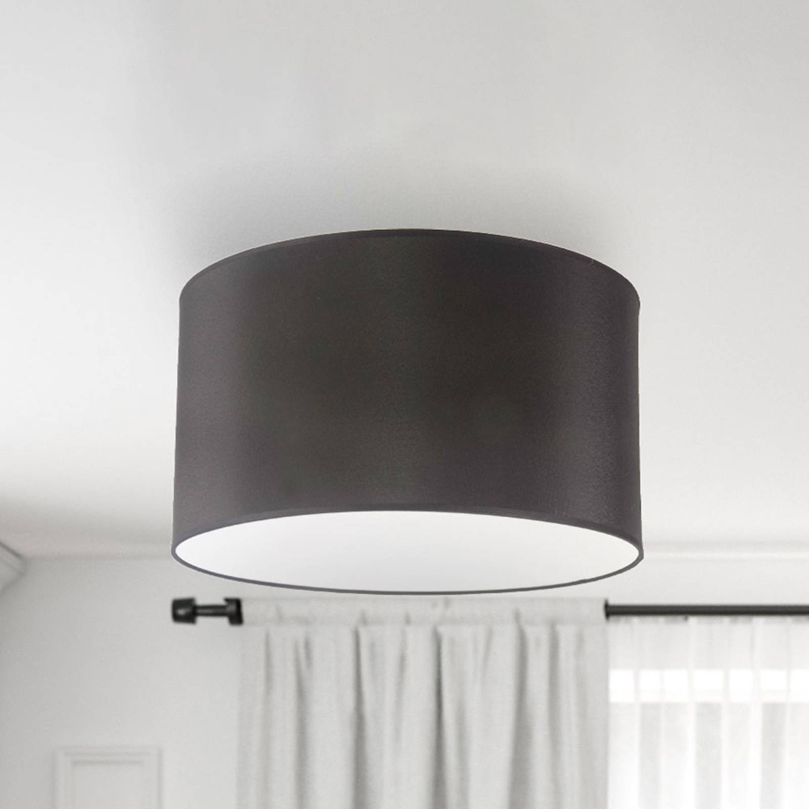 Plafondlamp Dorset van textiel, zwart