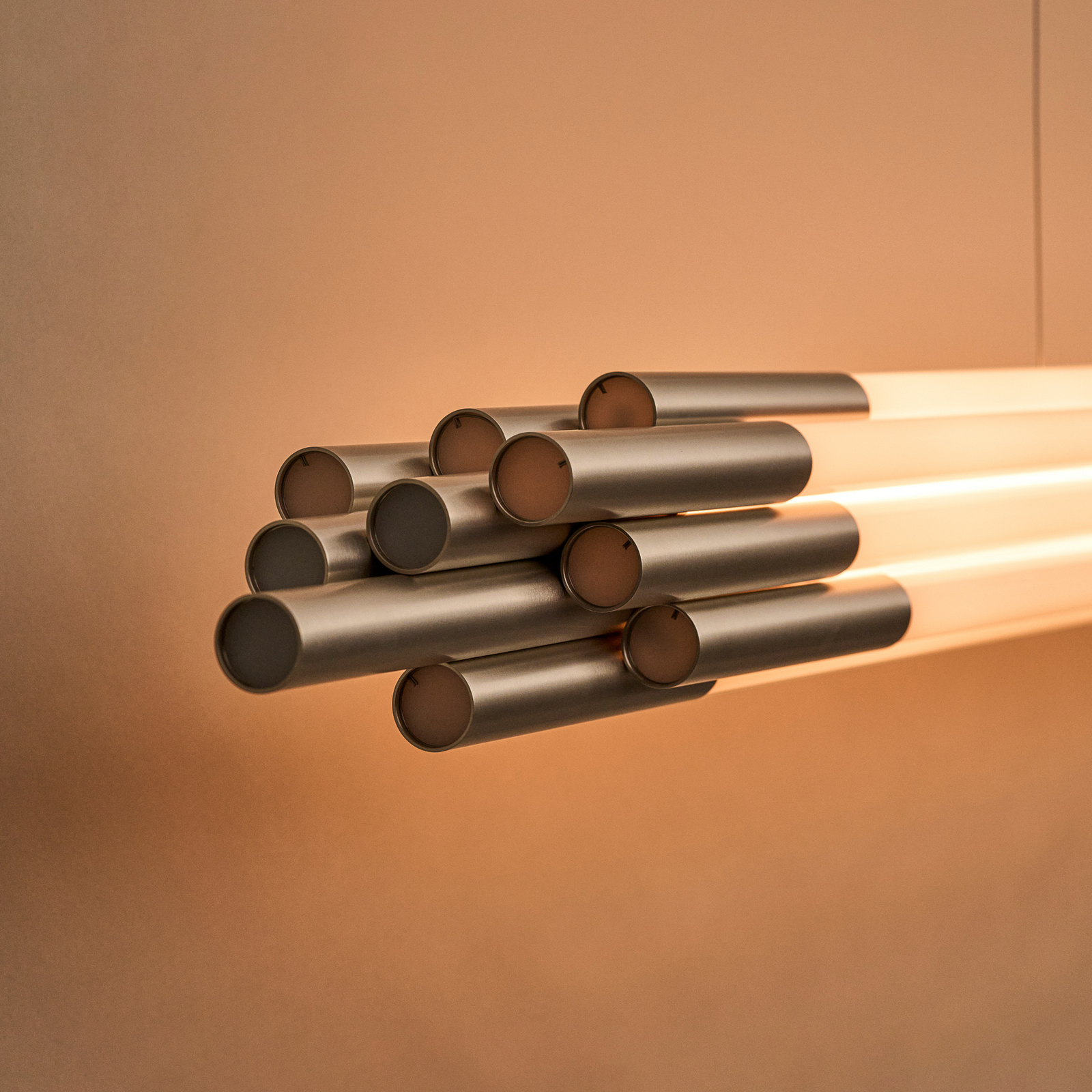 Lampada LED a sospensione ORG, lunghezza 200 cm, color nichel - DCW