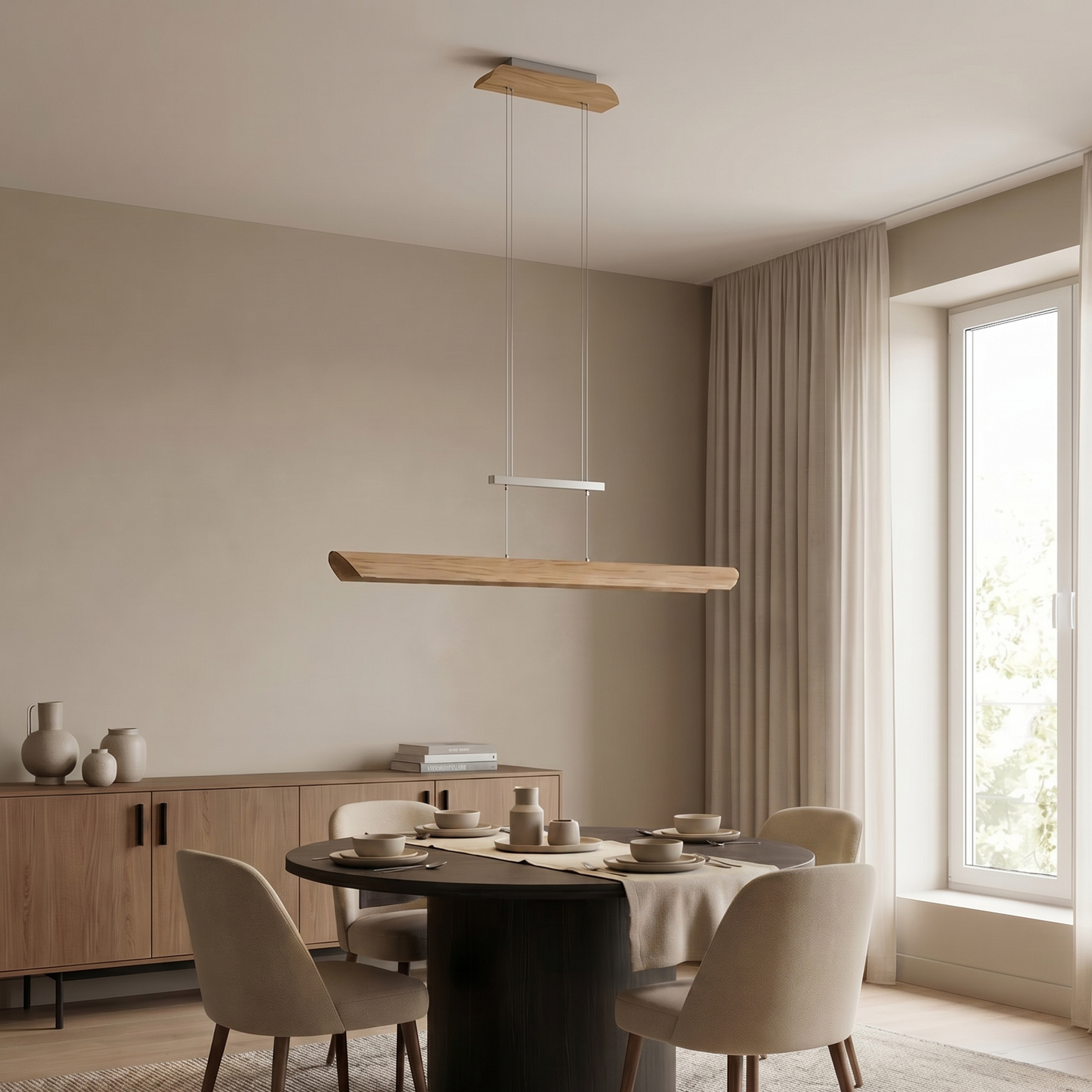 Suspension LED Colombia S, chêne naturel
