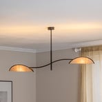 Lampa sufitowa Lotus, czarna/wygląd rattanu 2-pkt.