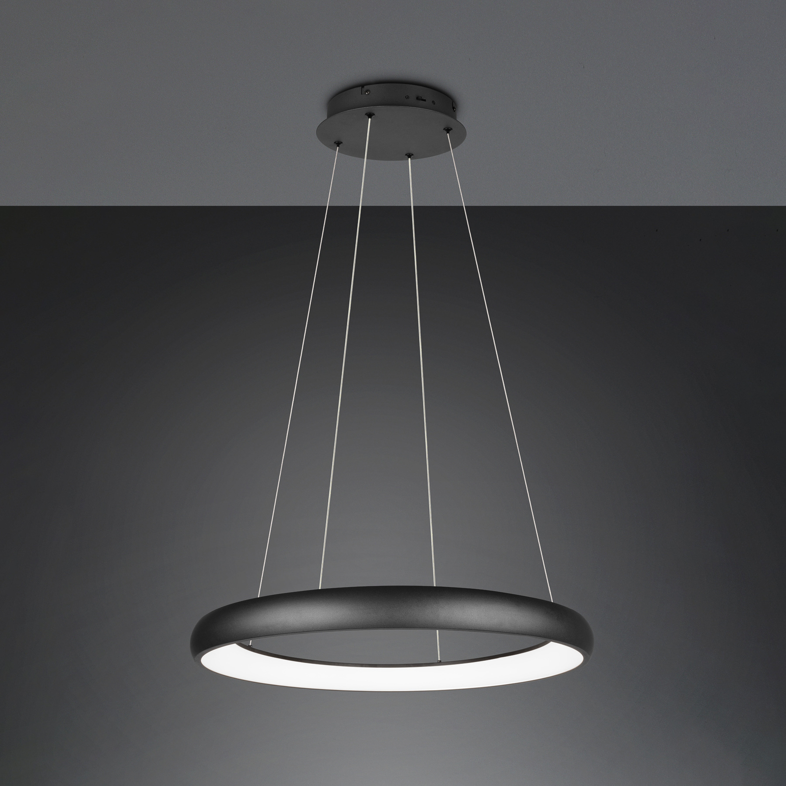 LED pendant light Cardona, Ø 75 cm, black, CCT, metal