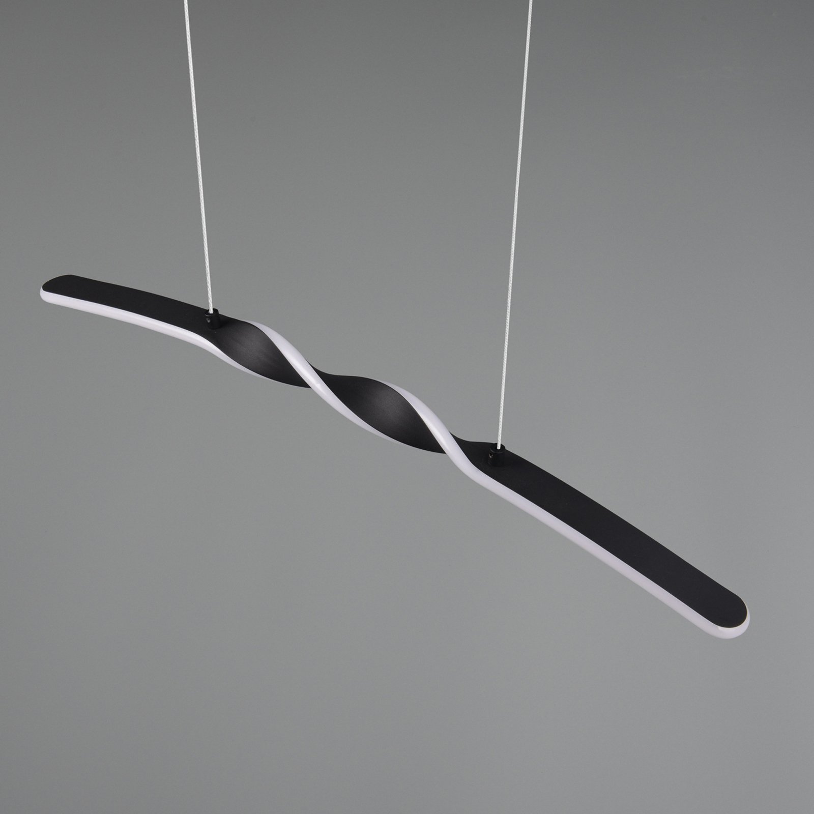 LED-Pendelleuchte Ginko, schwarz matt, Metall, Länge 79 cm