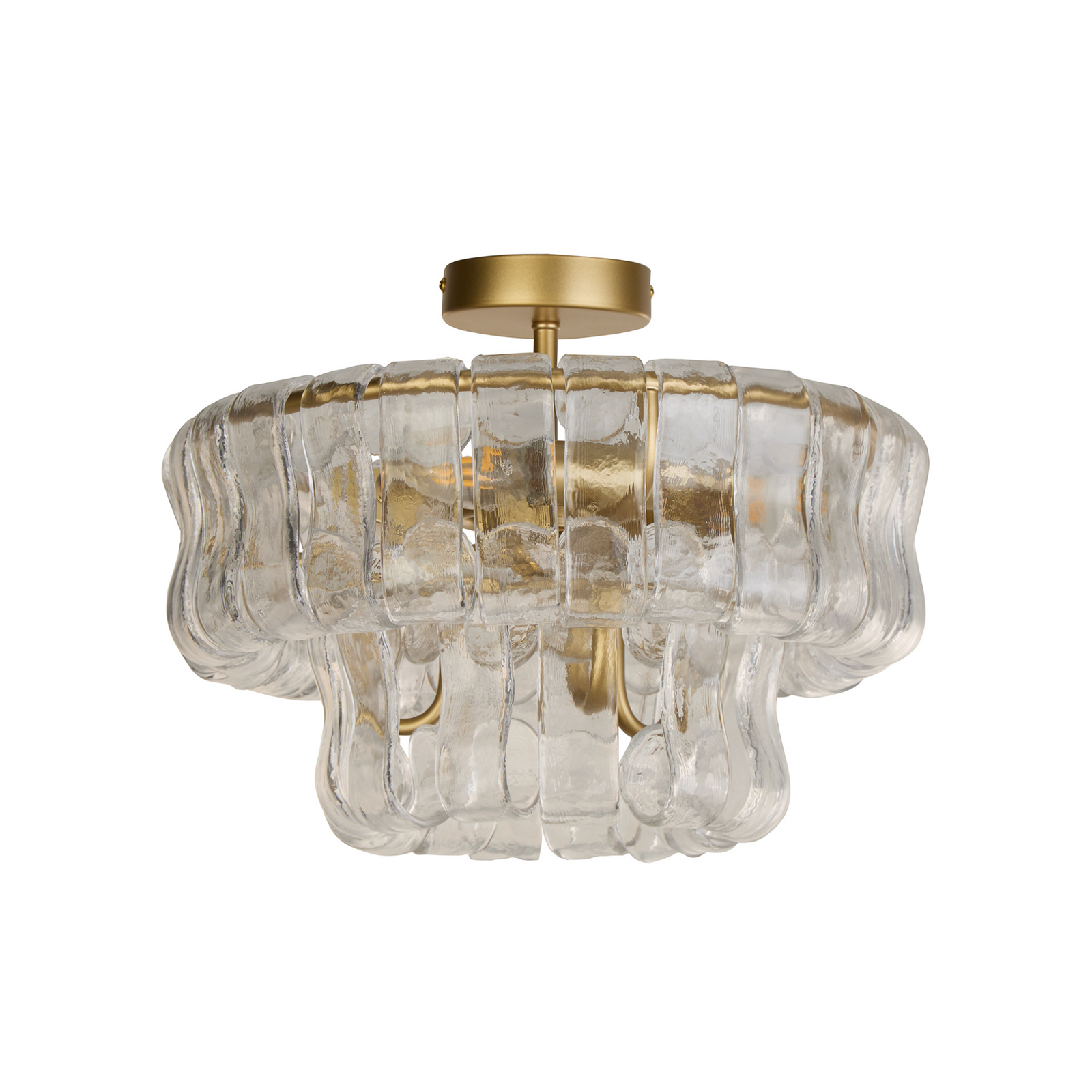 Plafón Bowlight, color dorado/transparente, cristal, metal, E14