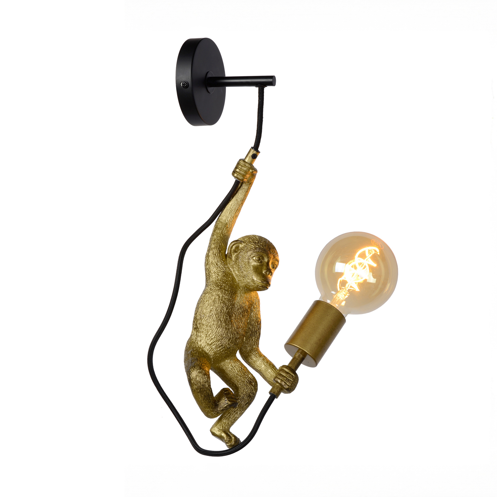 Extravaganza Chimp væglampe, guld mat/sort