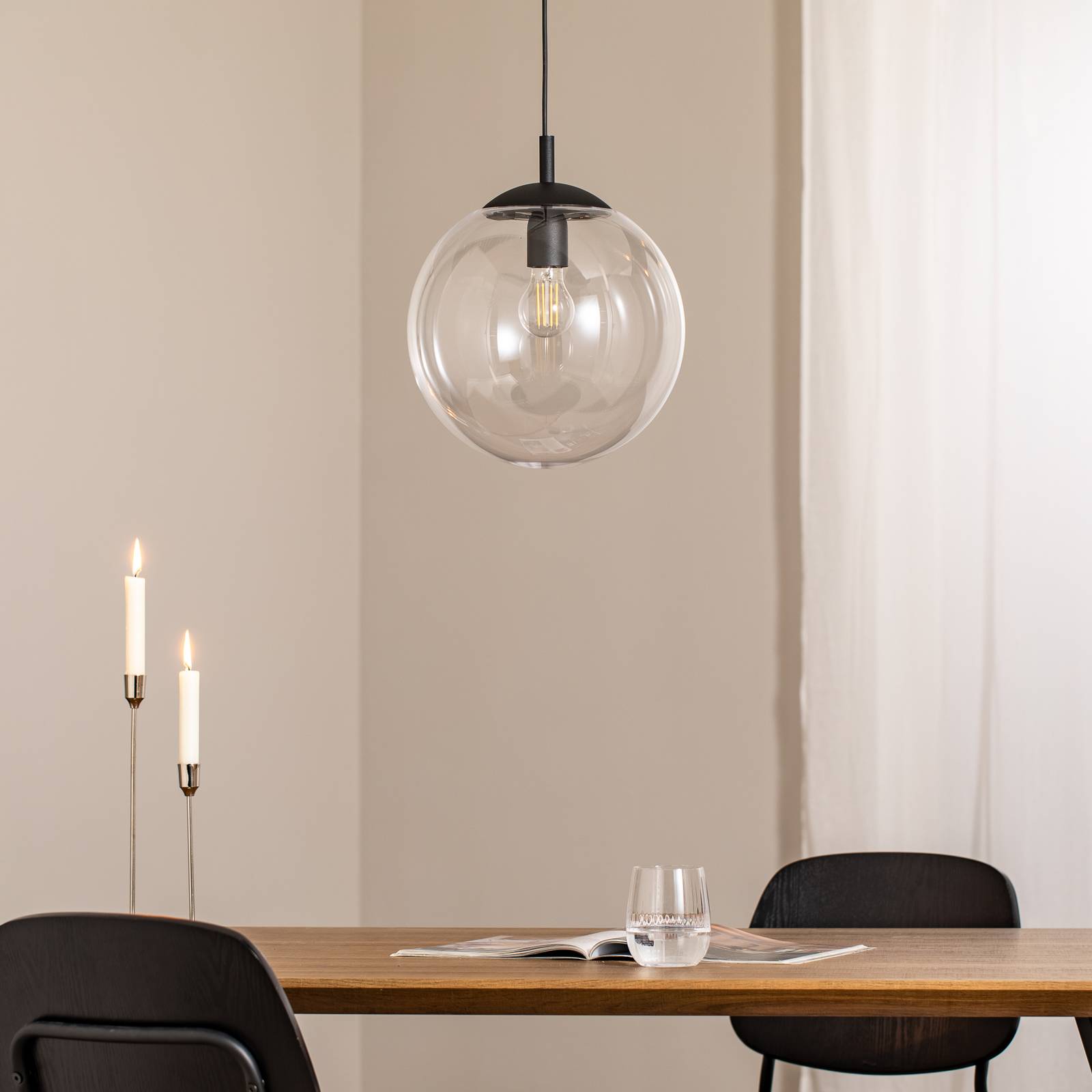 Lampa wisząca Esme, Ø 30 cm, przezroczysta, szkło, kula, E27