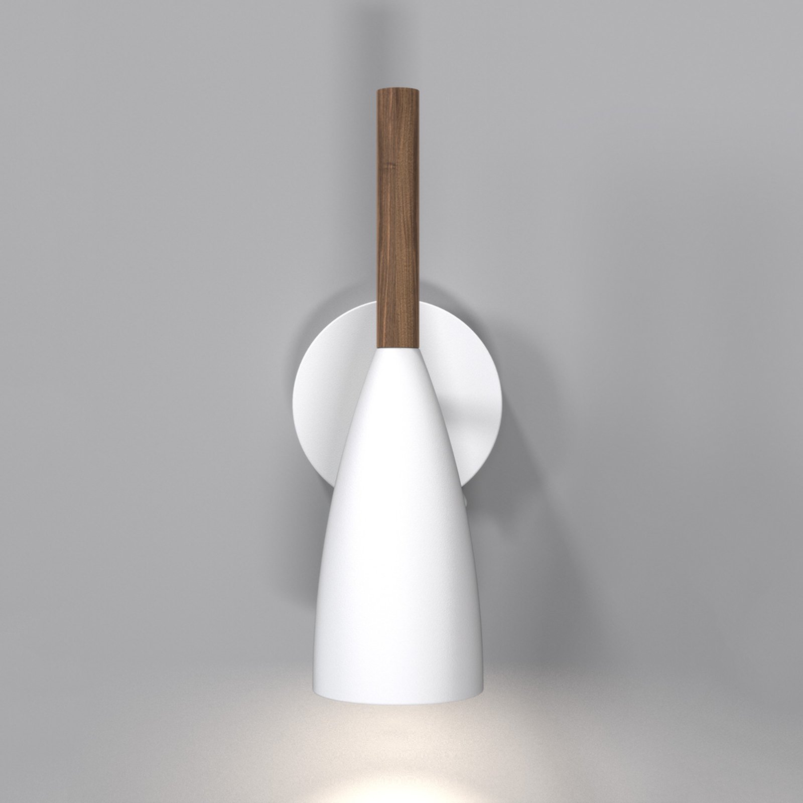 Čista zidna svjetiljka u bijeloj boji s drvenim elementom