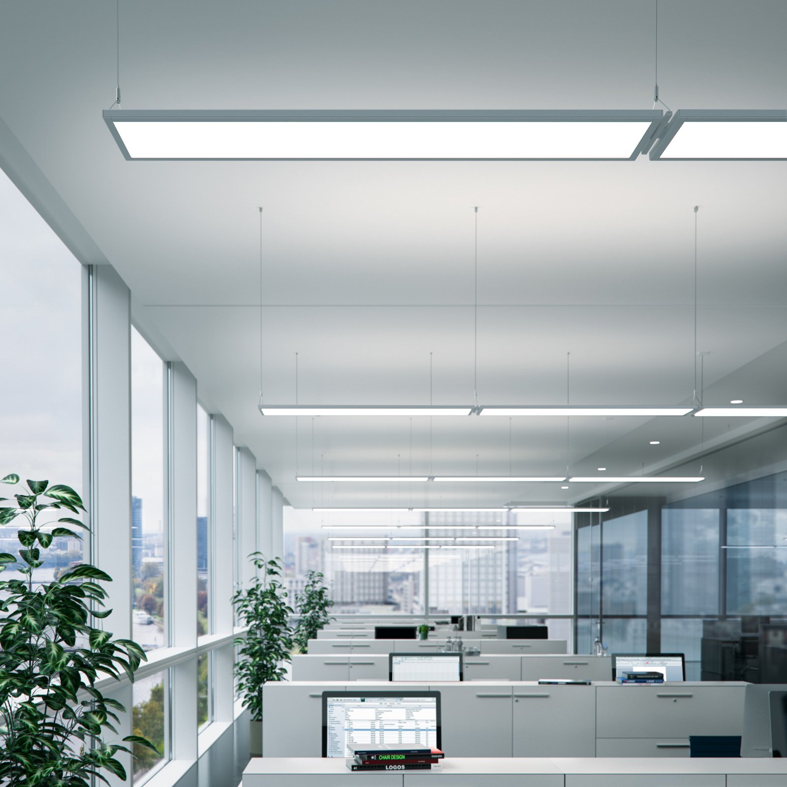 IDOO LED κρεμαστό φωτιστικό για γραφεία 49W, ασημί