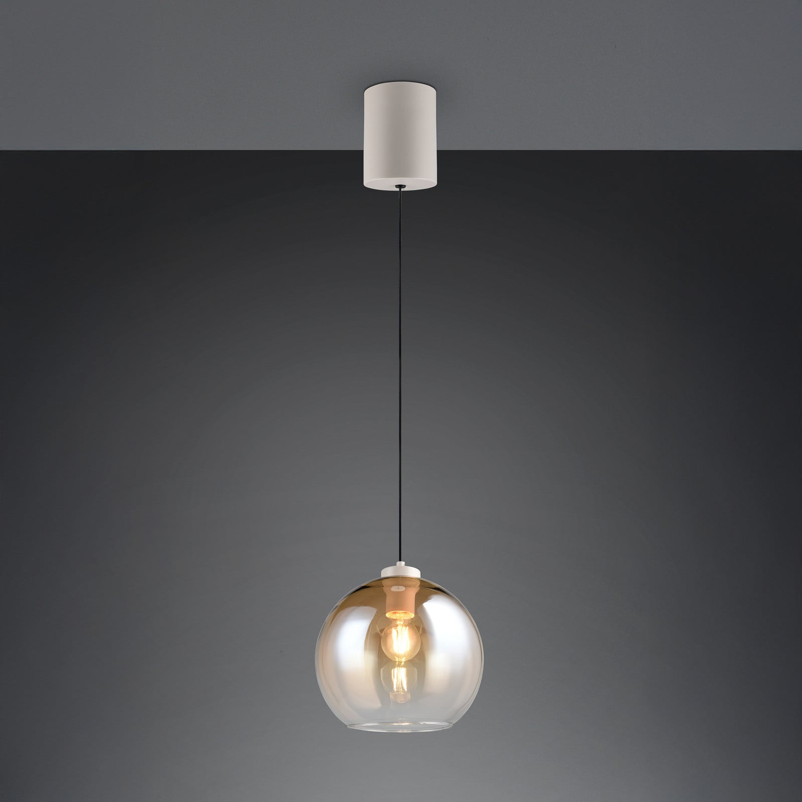 Reality Leuchten Lampă suspendată Liora chihlimbar Ø 25 cm sticlă E27 - Camera de zi / sufragerie - Modern - chihlimbar alb