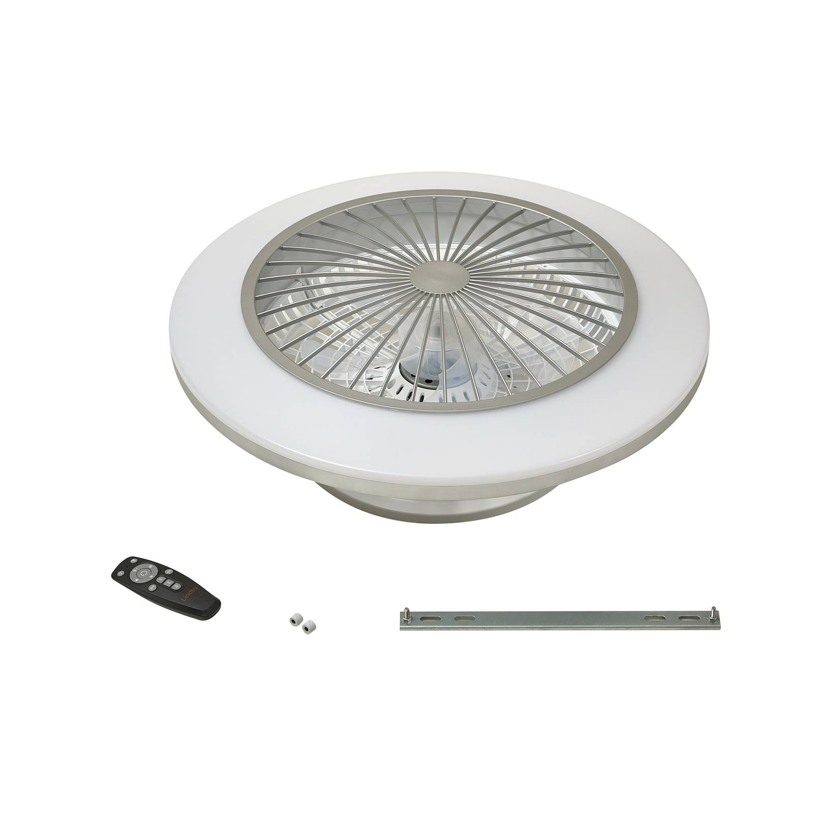 Wentylator sufitowy LED Mamuti, srebrny, cichy, Ø 55 cm