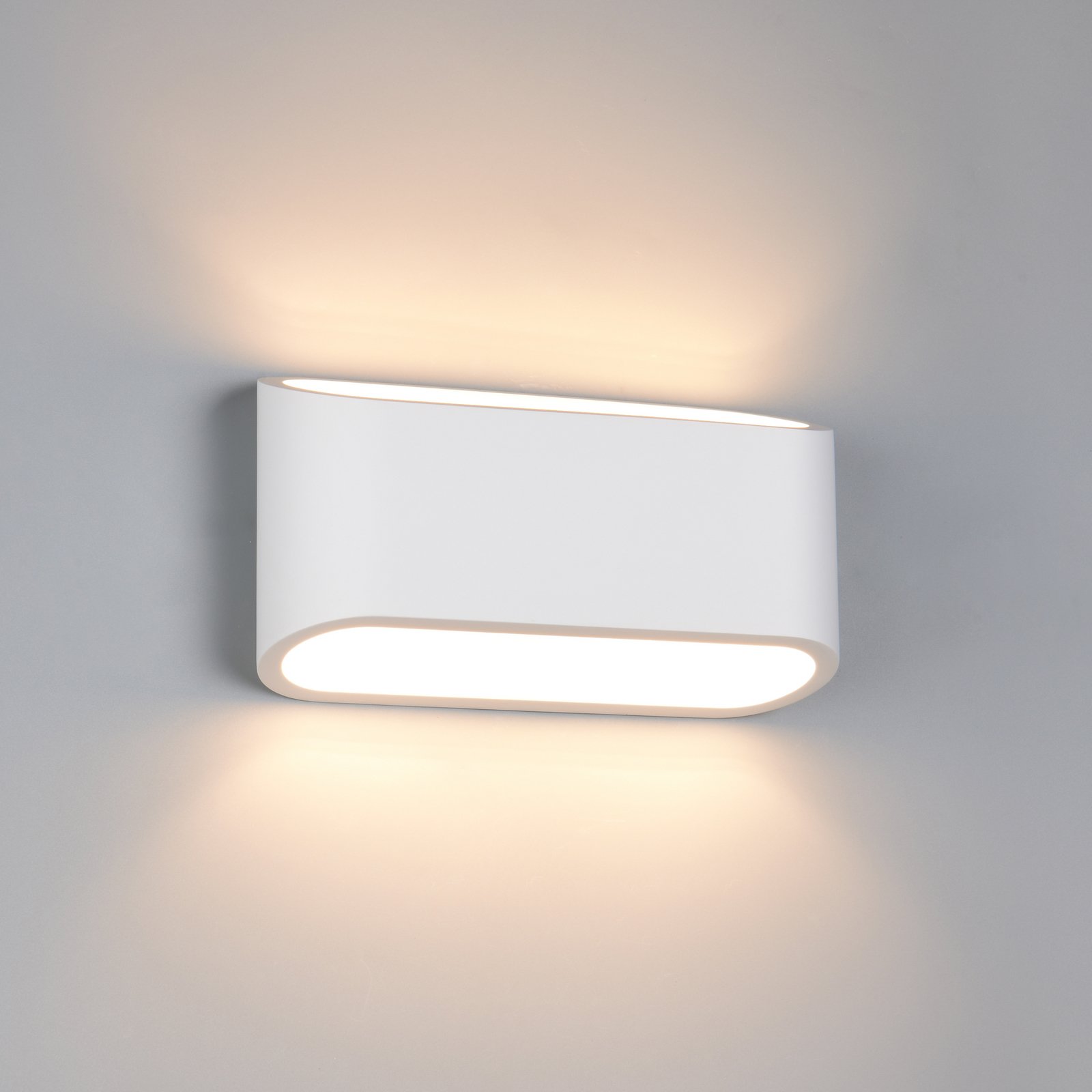 Candeeiro de parede Sepanta, branco, largura 23 cm, gesso, 2 lâmpadas.