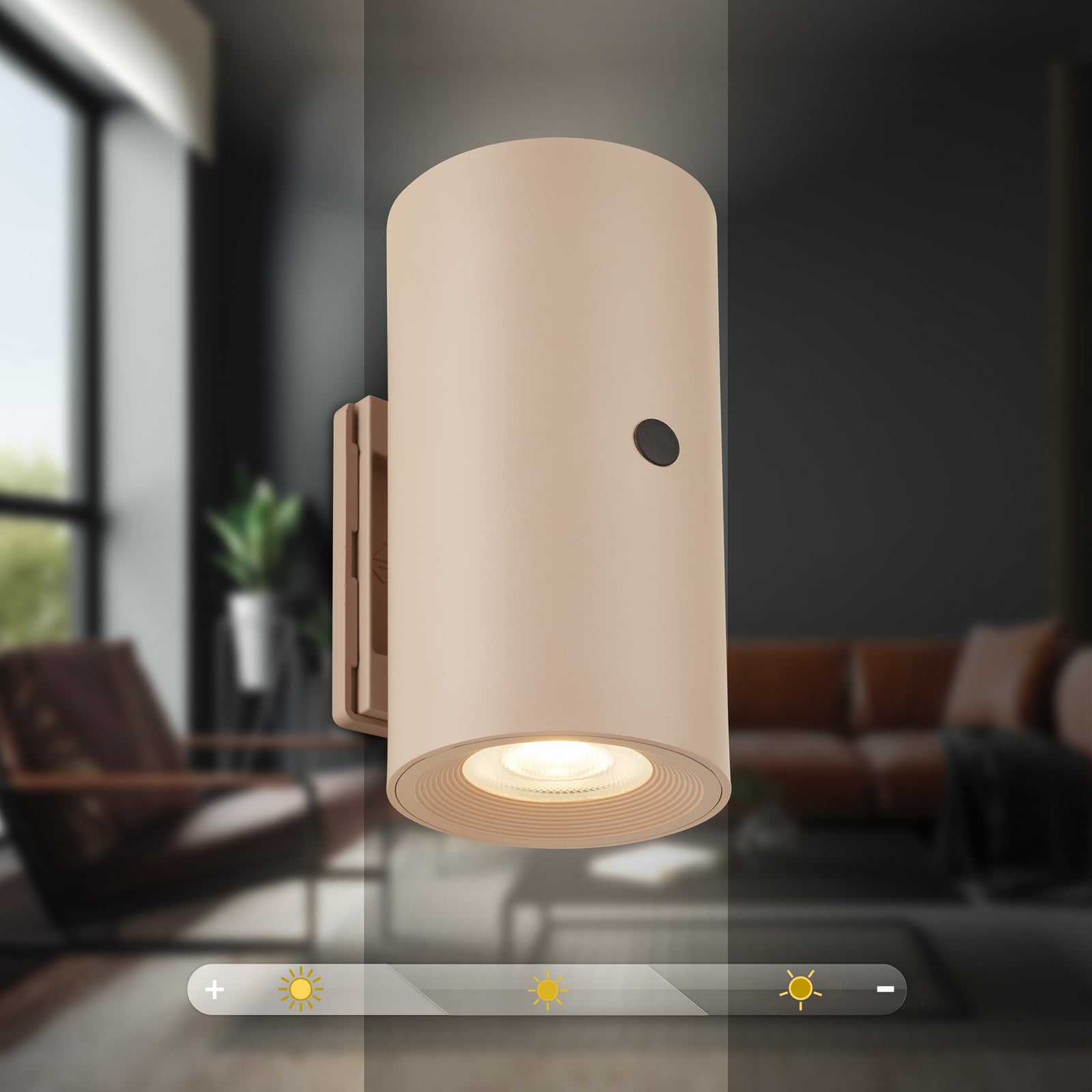 Isy LED zidna svjetiljka na baterije, bež, plastika, 3000 K