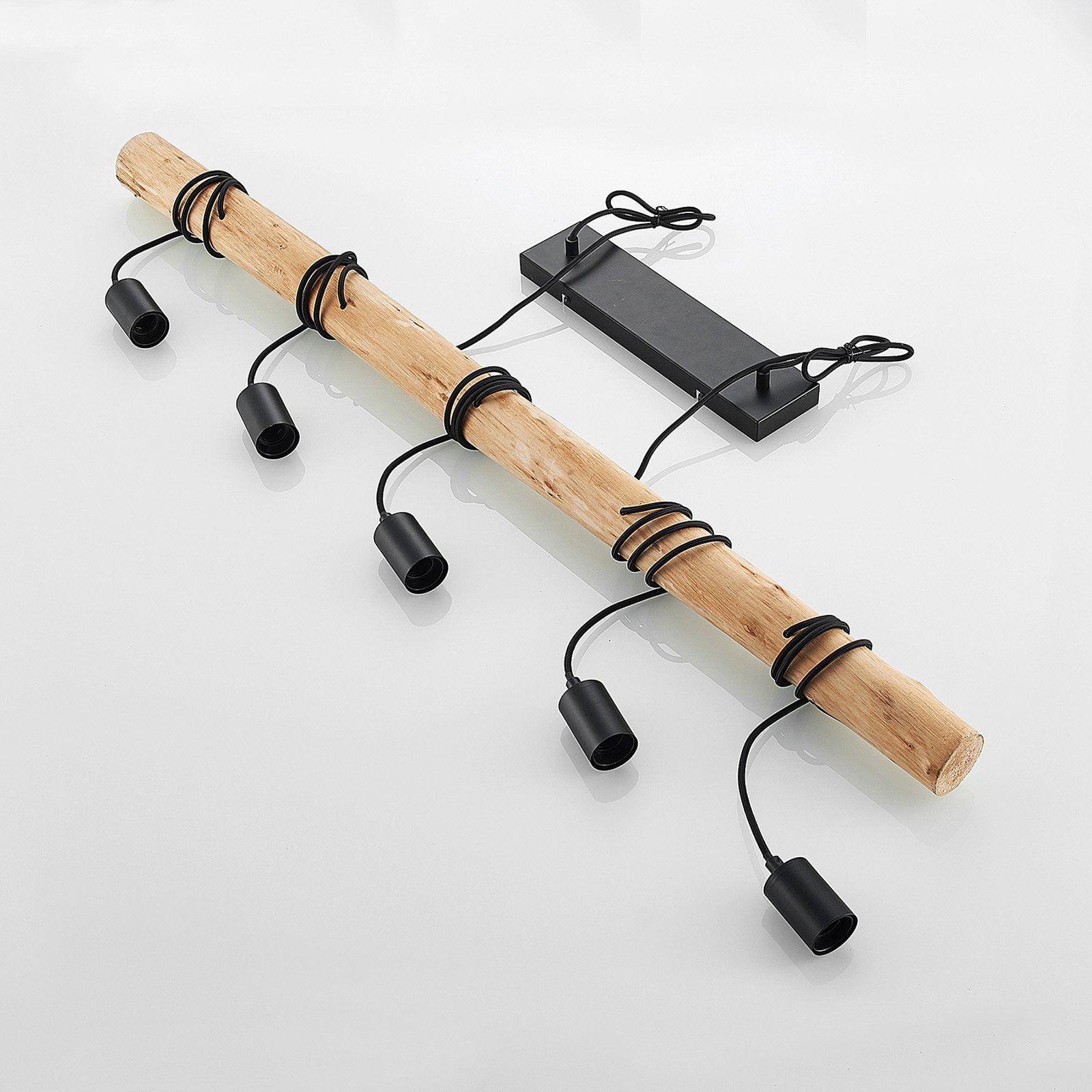 Rom Závěsná Lampa Black/Wood - Lindby