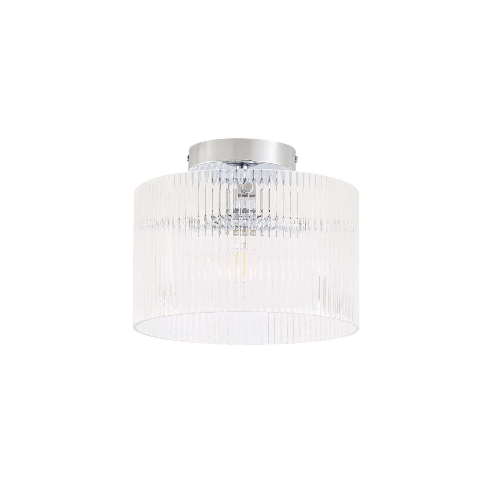 Lucande taklampe Meritt, krom/klar, Ø 25 cm, glass