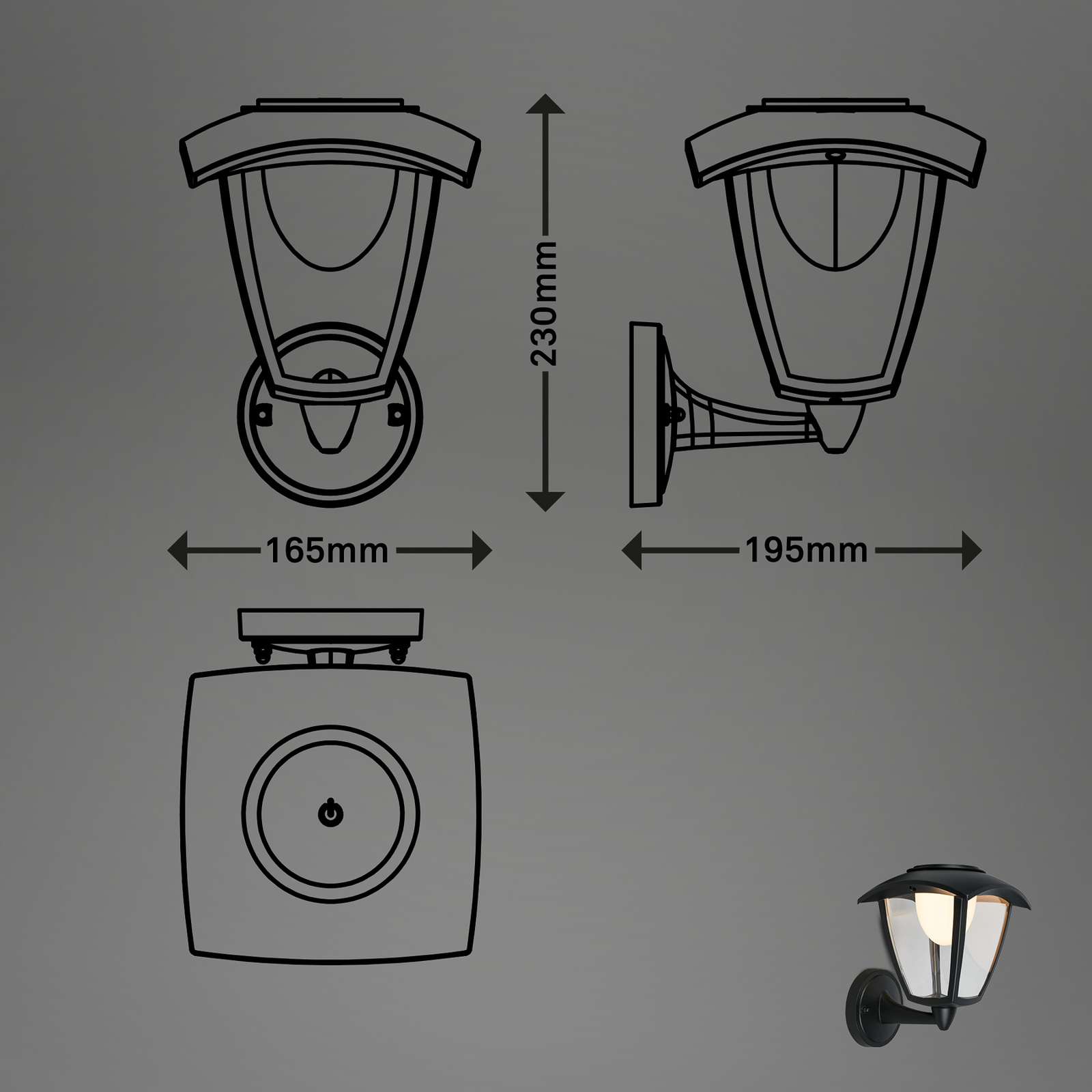 LED-Akku-Außenwandleuchte 3929015, schwarz, Touchdimmer