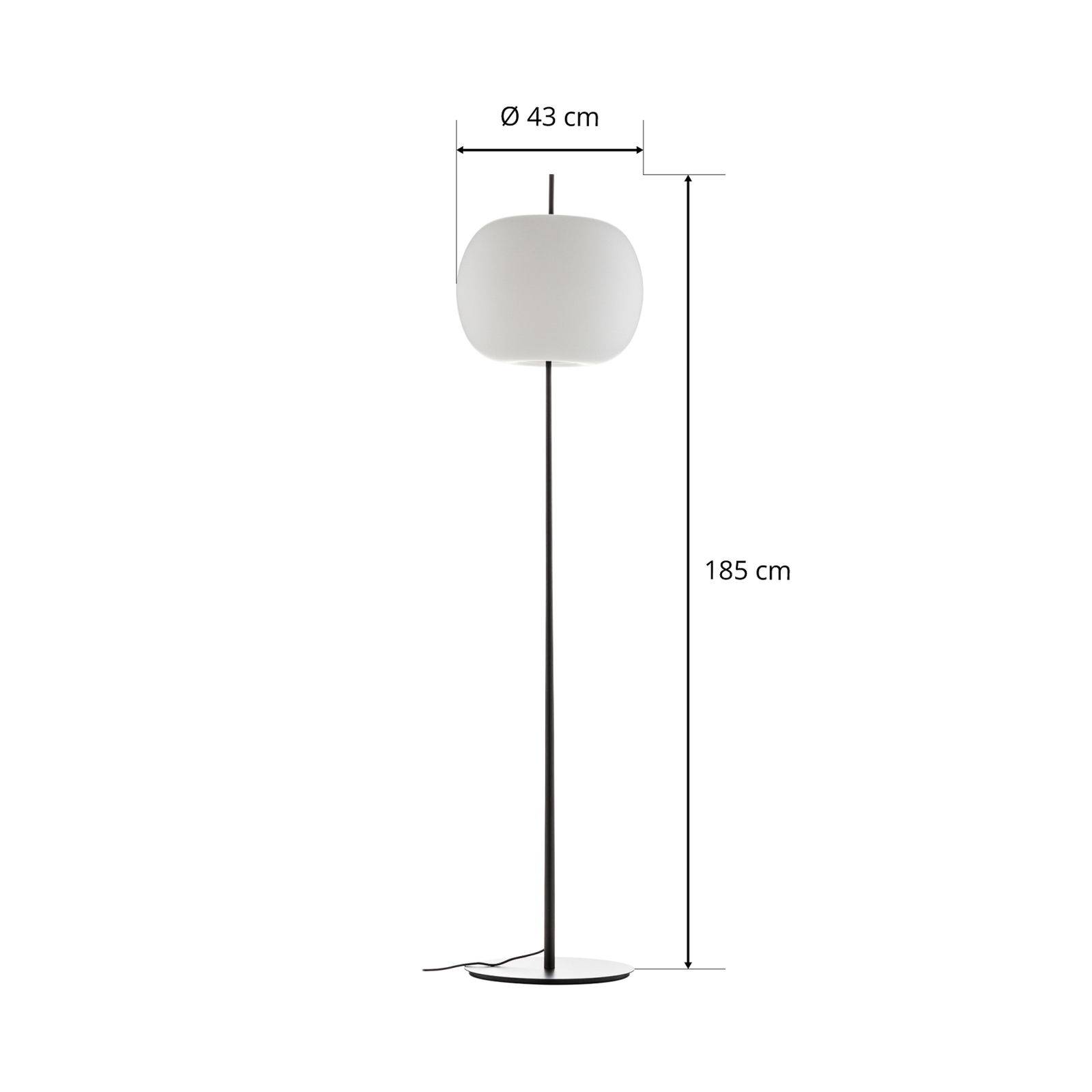 kdln stāvlampa Kushi XL, melna, augstums 185 cm, dimmeris