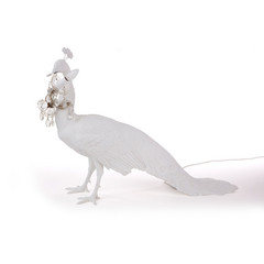 Lampada LED deco Peacock Lamp, bianco, cristalli