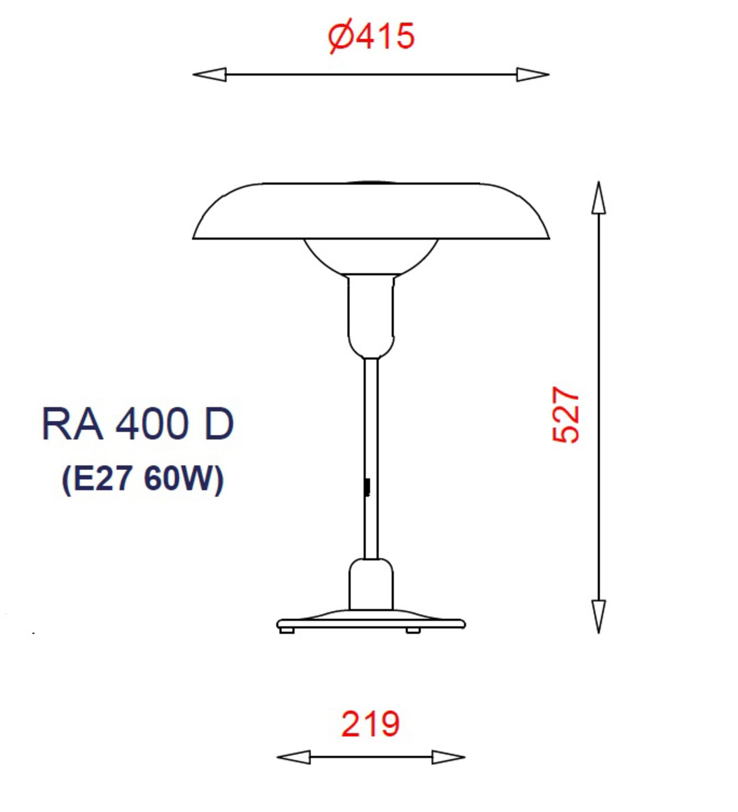 RA 400 D Lampă de Masă Black - Piet Hein