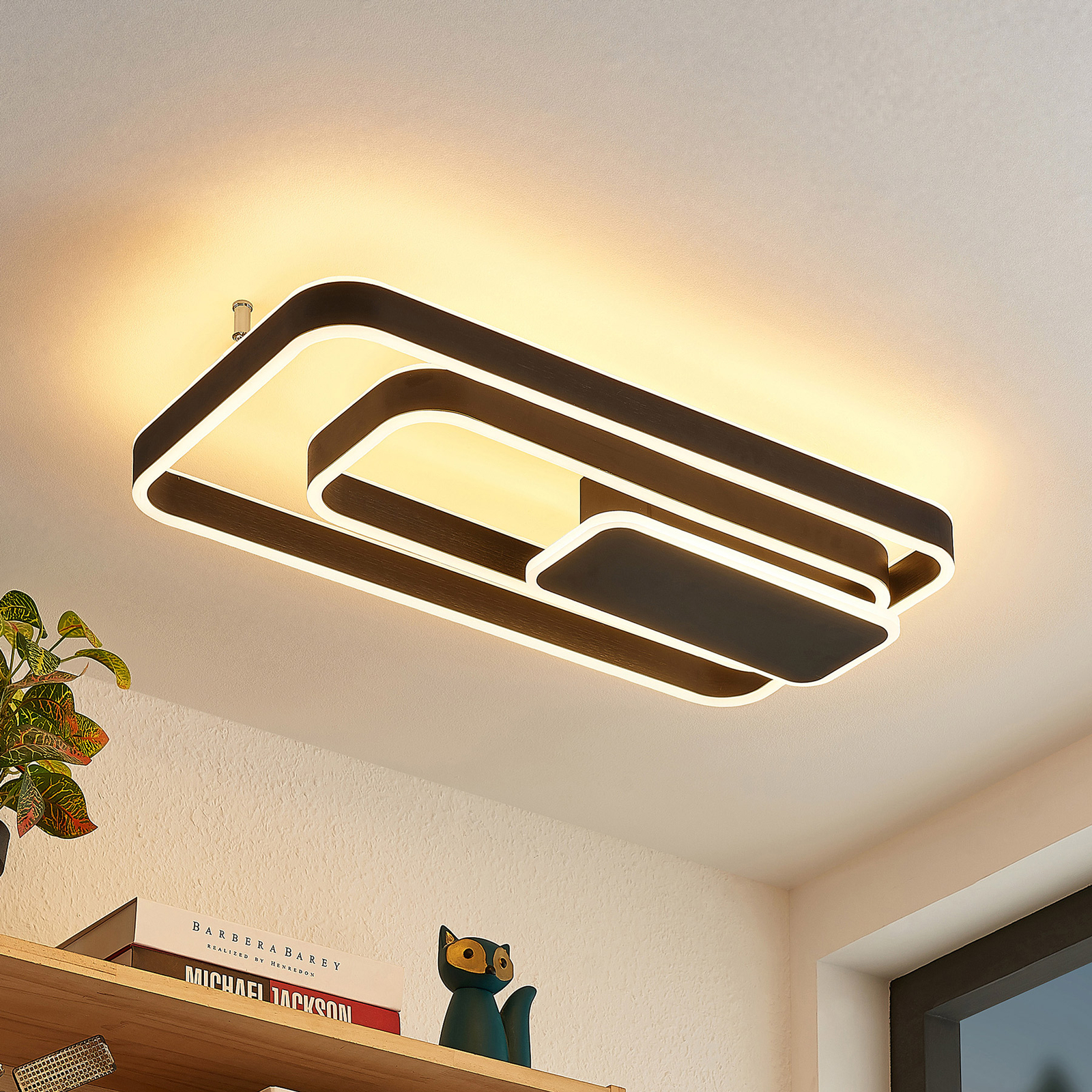 Lucande Kadira -LED-kattovalaisin 60 cm, musta