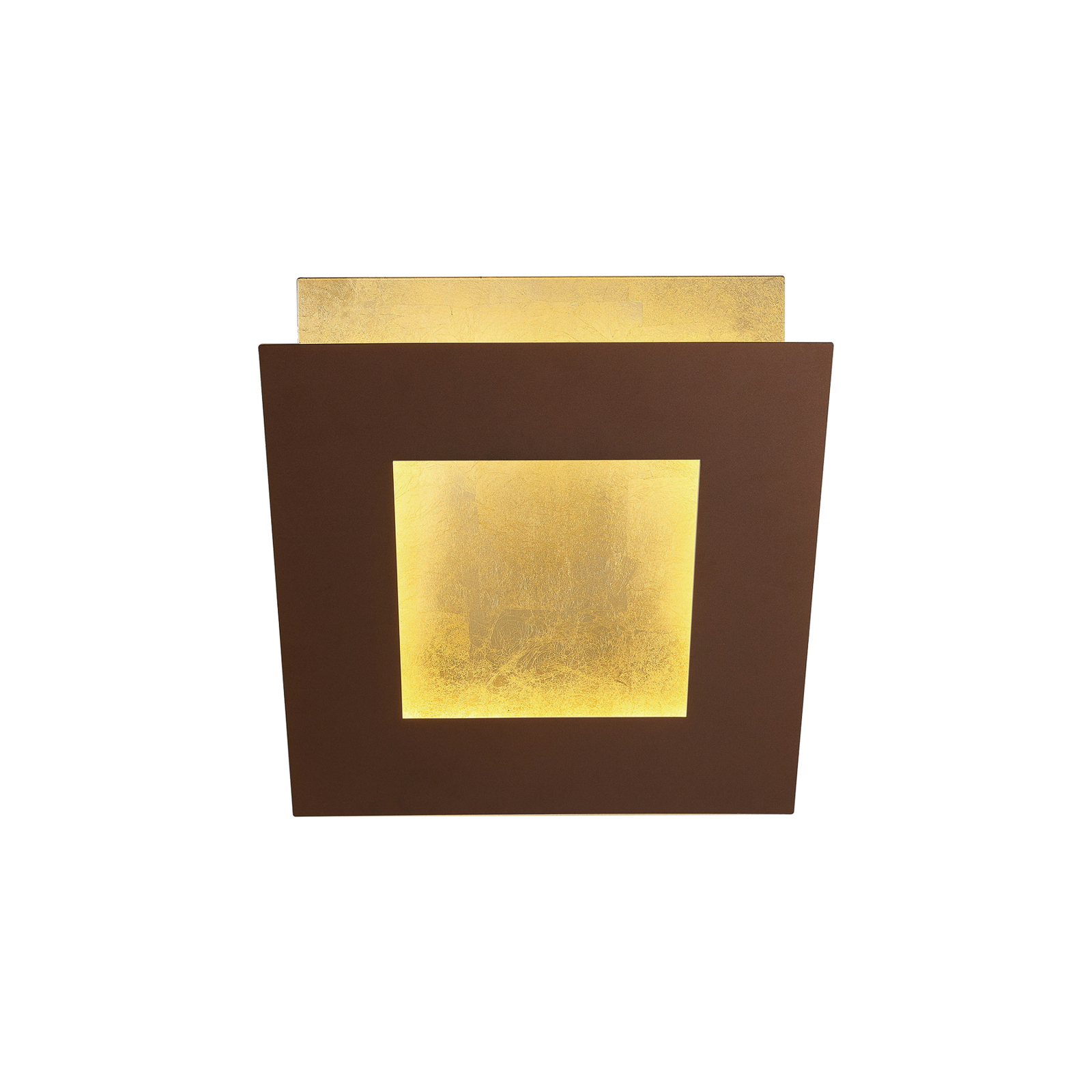 LED sieninis šviestuvas "Dalia", kortenas/auksas, 18 x 18 cm, aliuminis
