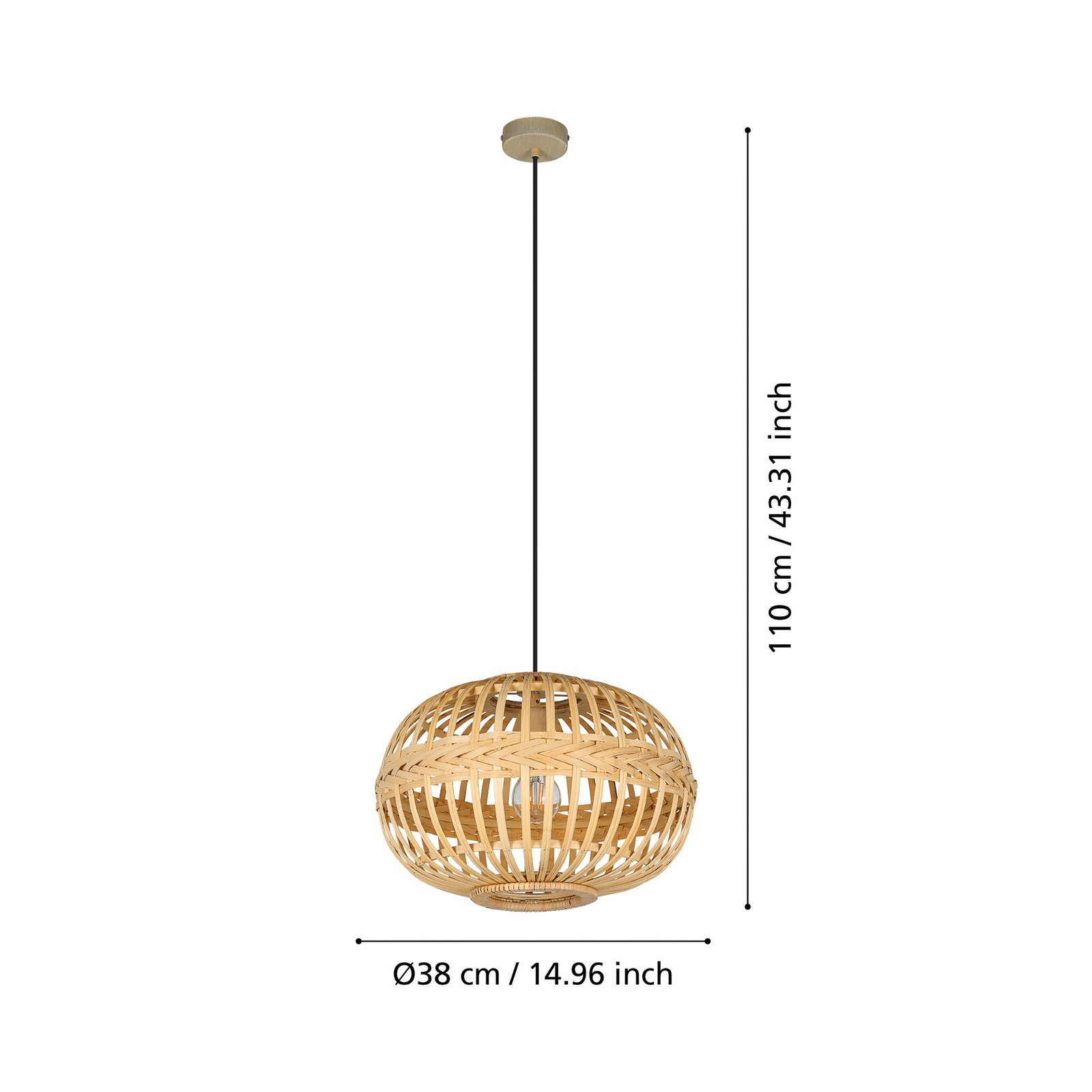 Hängeleuchte Amsfield aus Bambus, ovale Form