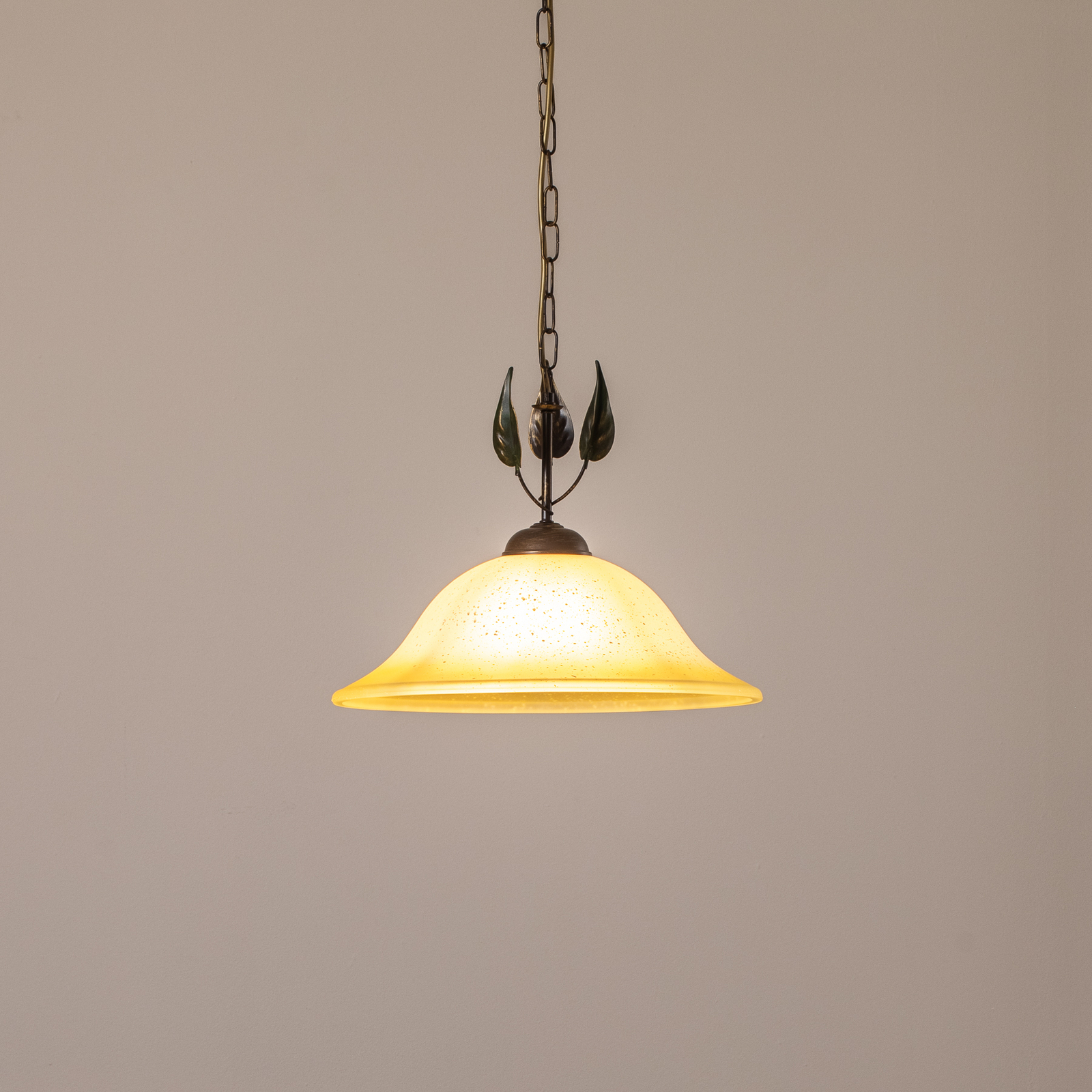 Lampă suspendată Mira, crem/bronz, sticlă, Ø 40 cm, E27