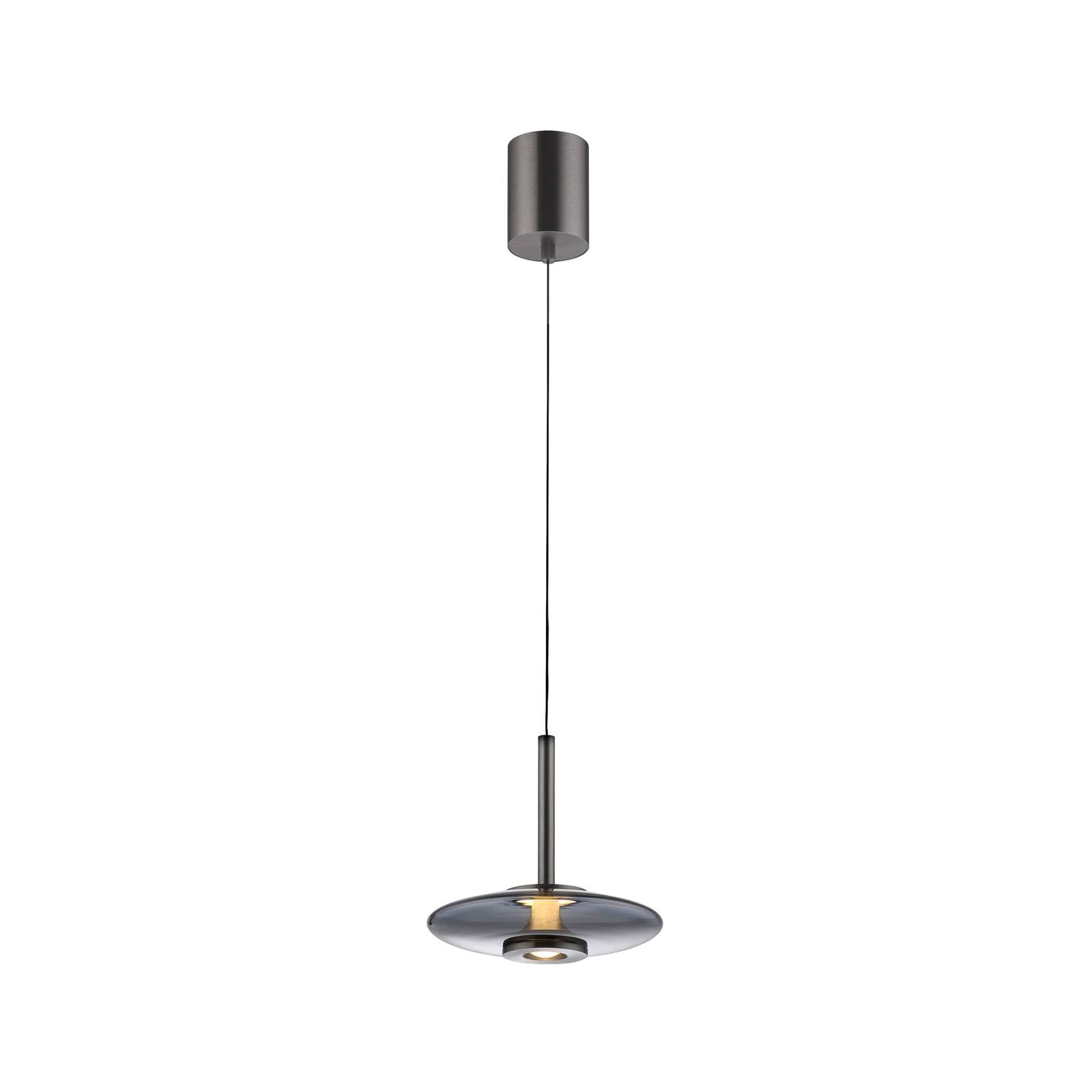 PURE LED-Hängeleuchte Vitrum grau Glas Aluminium Ø 22 cm